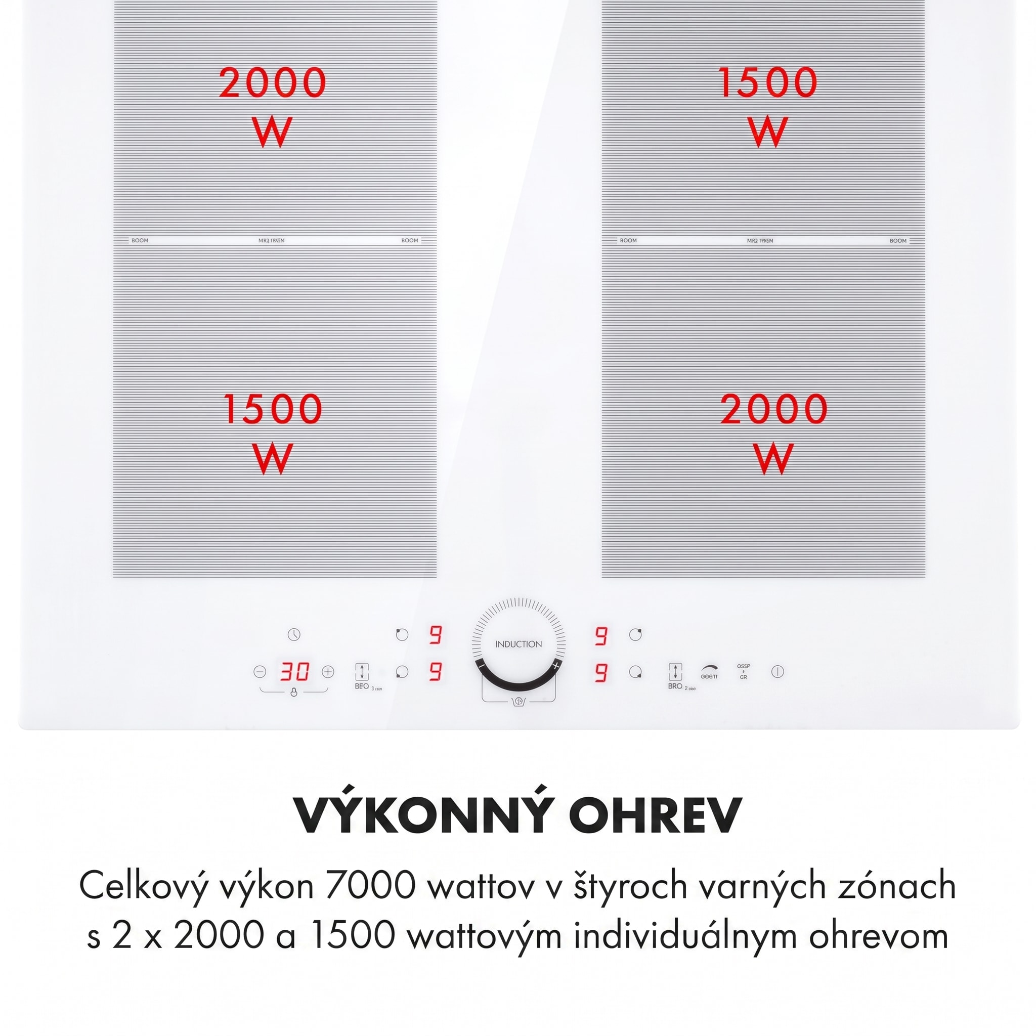 Klarstein Delicatessa 60, vstavaná indukčná varná doska, 7000 W, 4 zóny, sklokeramika, časovač – Obrázok 4