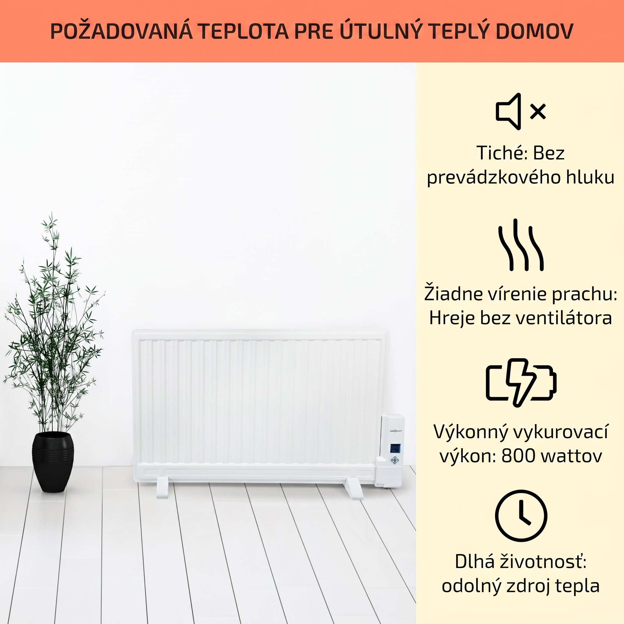 OneConcept Wallander, olejový radiátor, 800 W, termostat, olejové vyhrievanie, ultra plochý dizajn, biely – Obrázok 2