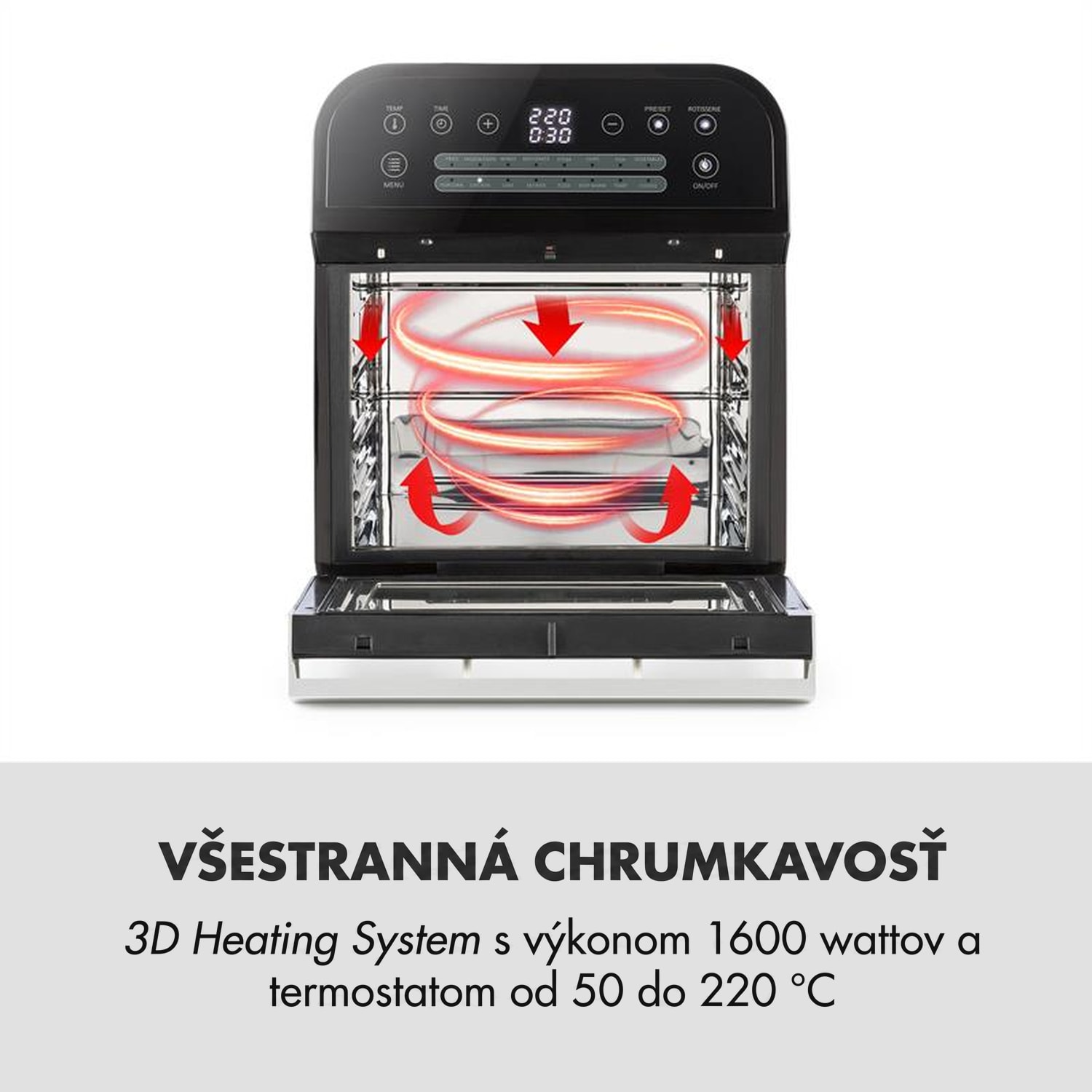 Klarstein AeroVital Cube, teplovzdušná fritéza, 1600 W, 12 l, časovač, 16 programov, čierna – Obrázok 3