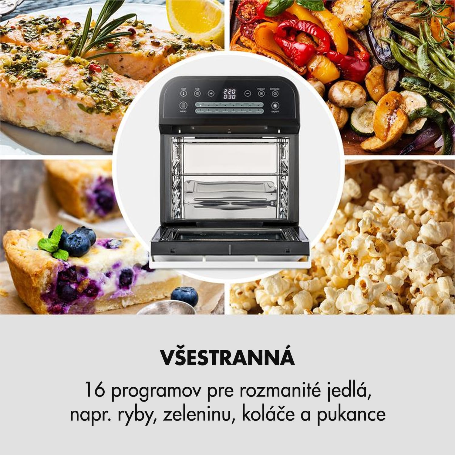 Klarstein AeroVital Cube, teplovzdušná fritéza, 1600 W, 12 l, časovač, 16 programov, čierna – Obrázok 5