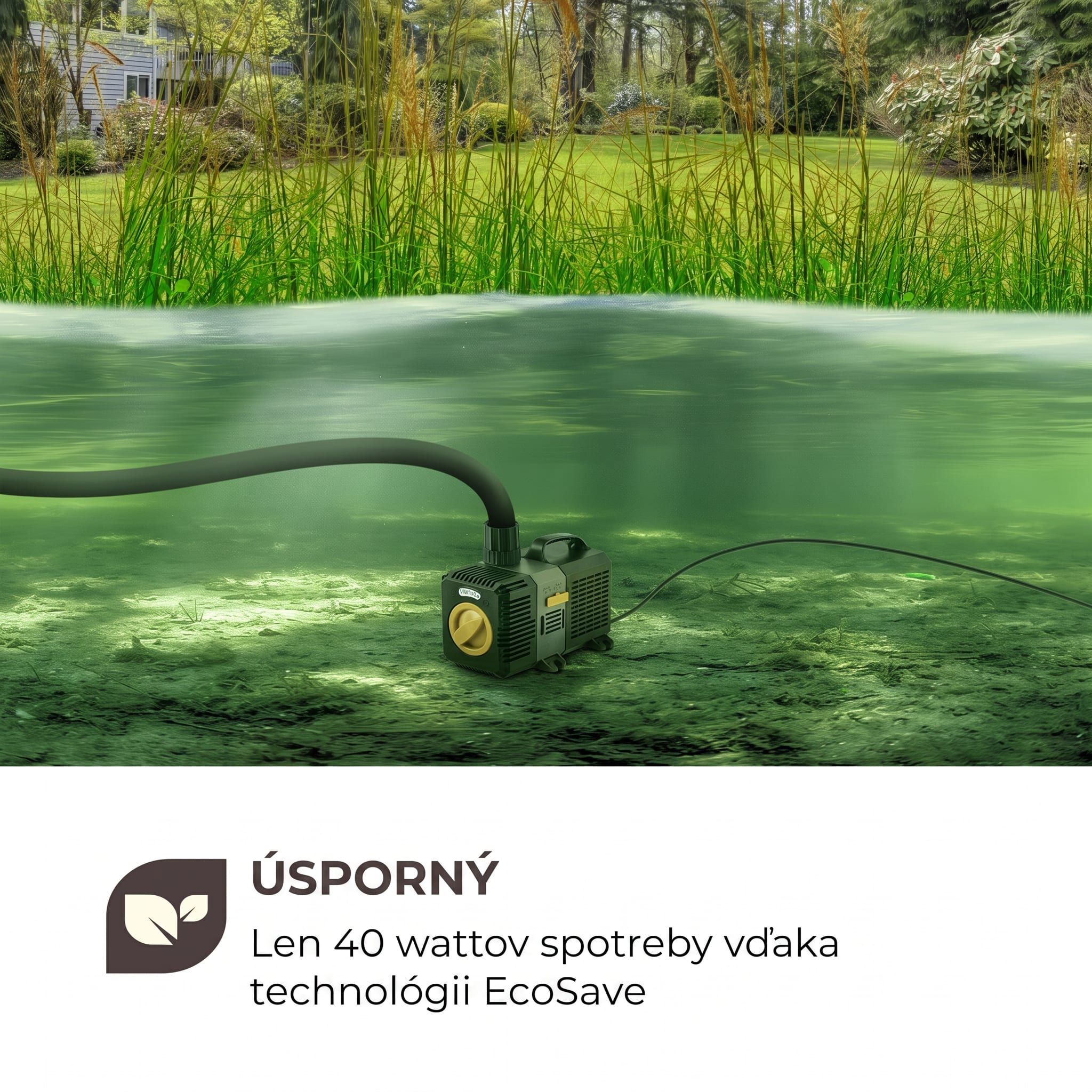 Waldbeck Lagoon 5200 jazierková pumpa 5 200 l/h EcoSave: 40 W, výtlak 4,8 m – Obrázok 2
