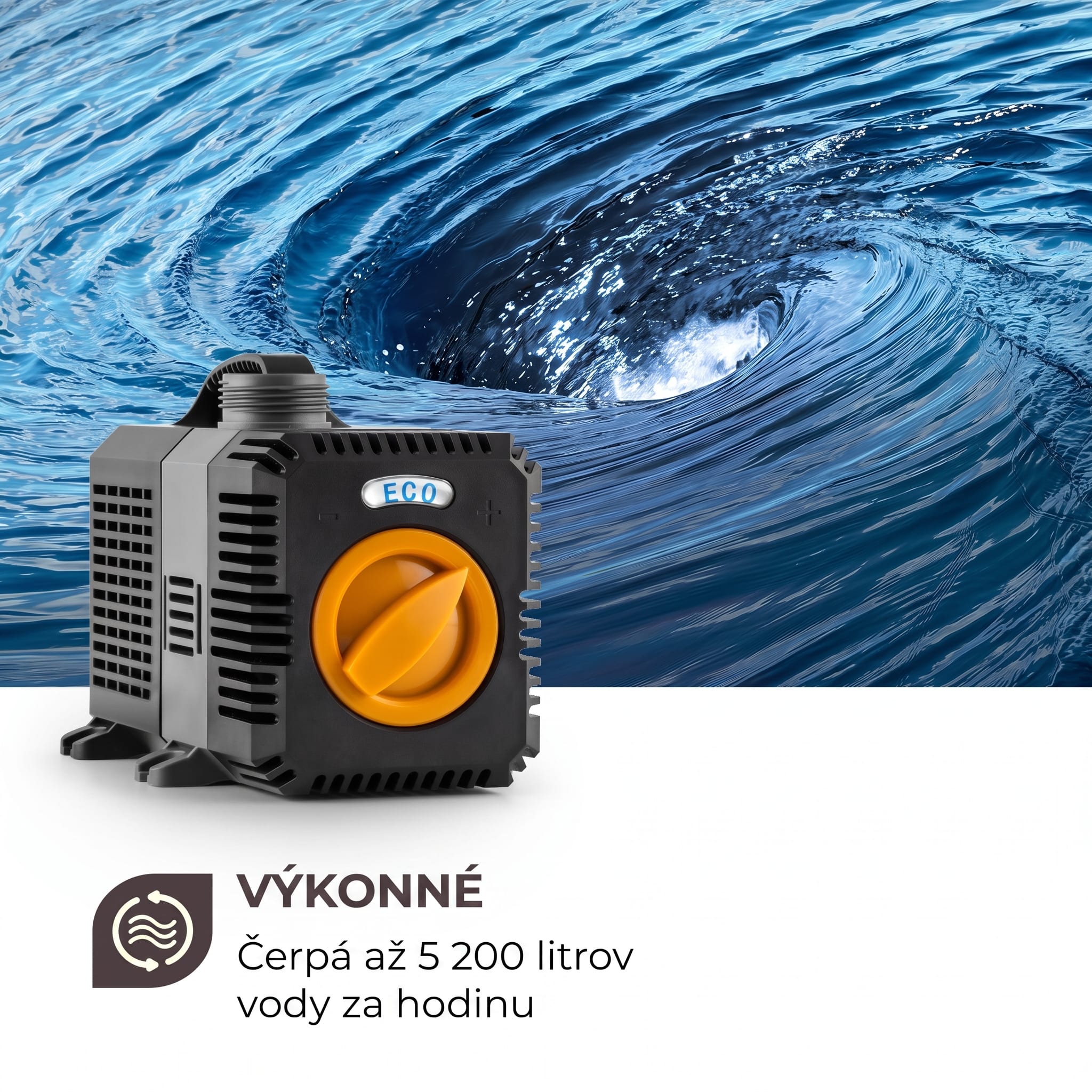 Waldbeck Lagoon 5200 jazierková pumpa 5 200 l/h EcoSave: 40 W, výtlak 4,8 m – Obrázok 4