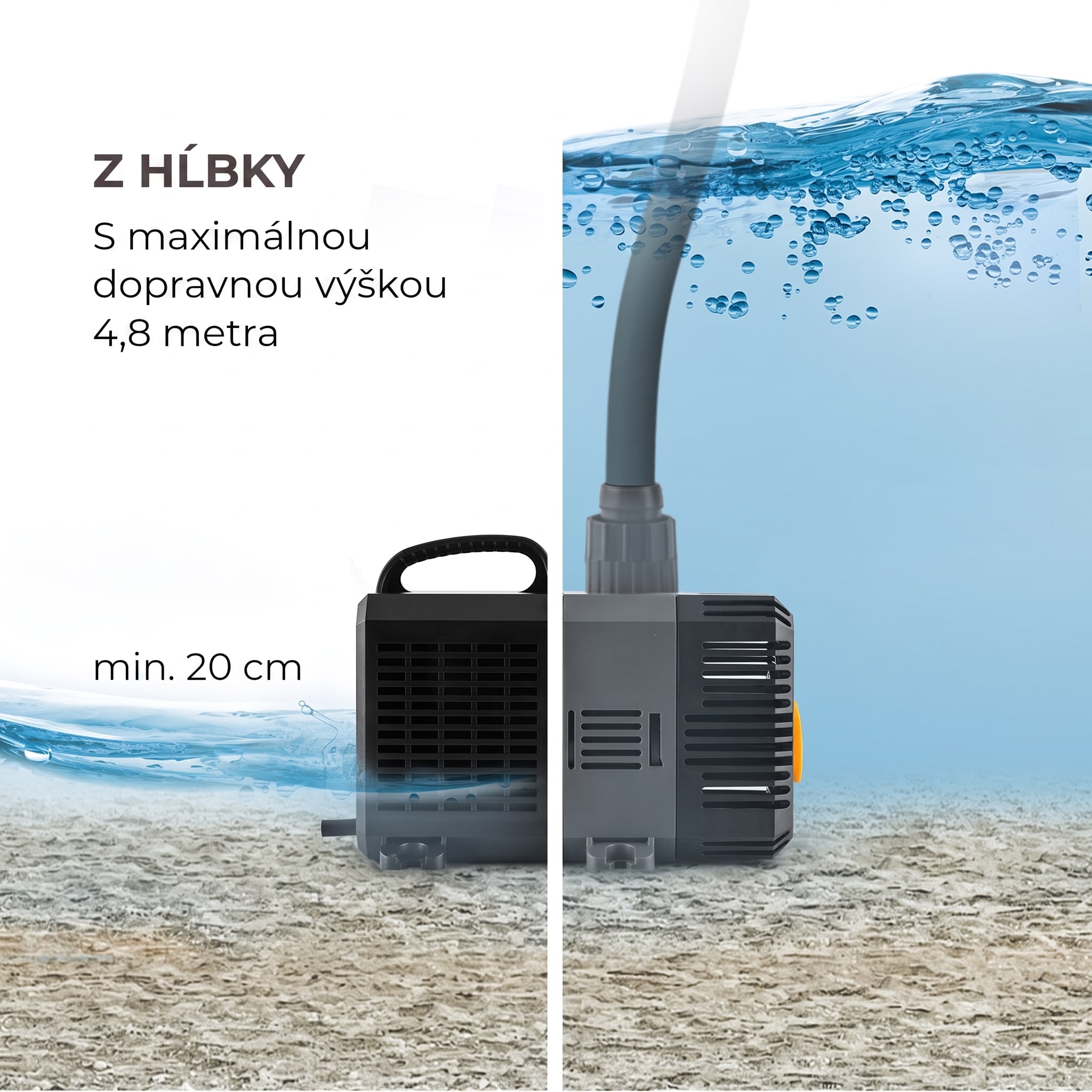 Waldbeck Lagoon 5200 jazierková pumpa 5 200 l/h EcoSave: 40 W, výtlak 4,8 m – Obrázok 5