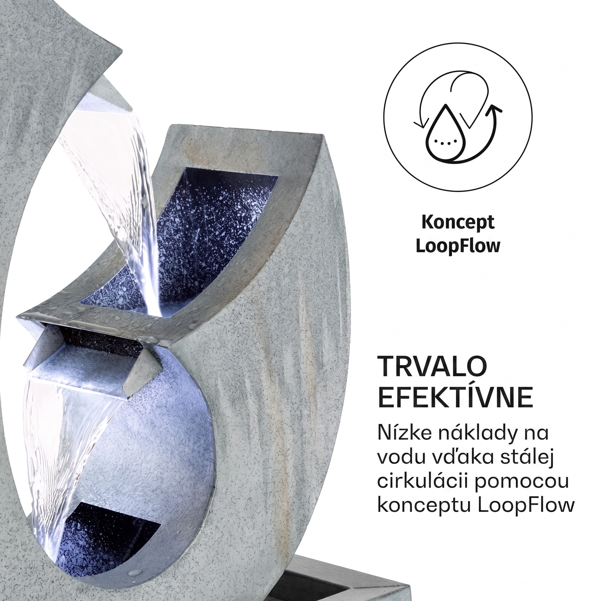 Blumfeldt Trumpet Flow, záhradná fontána, 8 W, pozinkovaný kov, LEDky – Obrázok 4