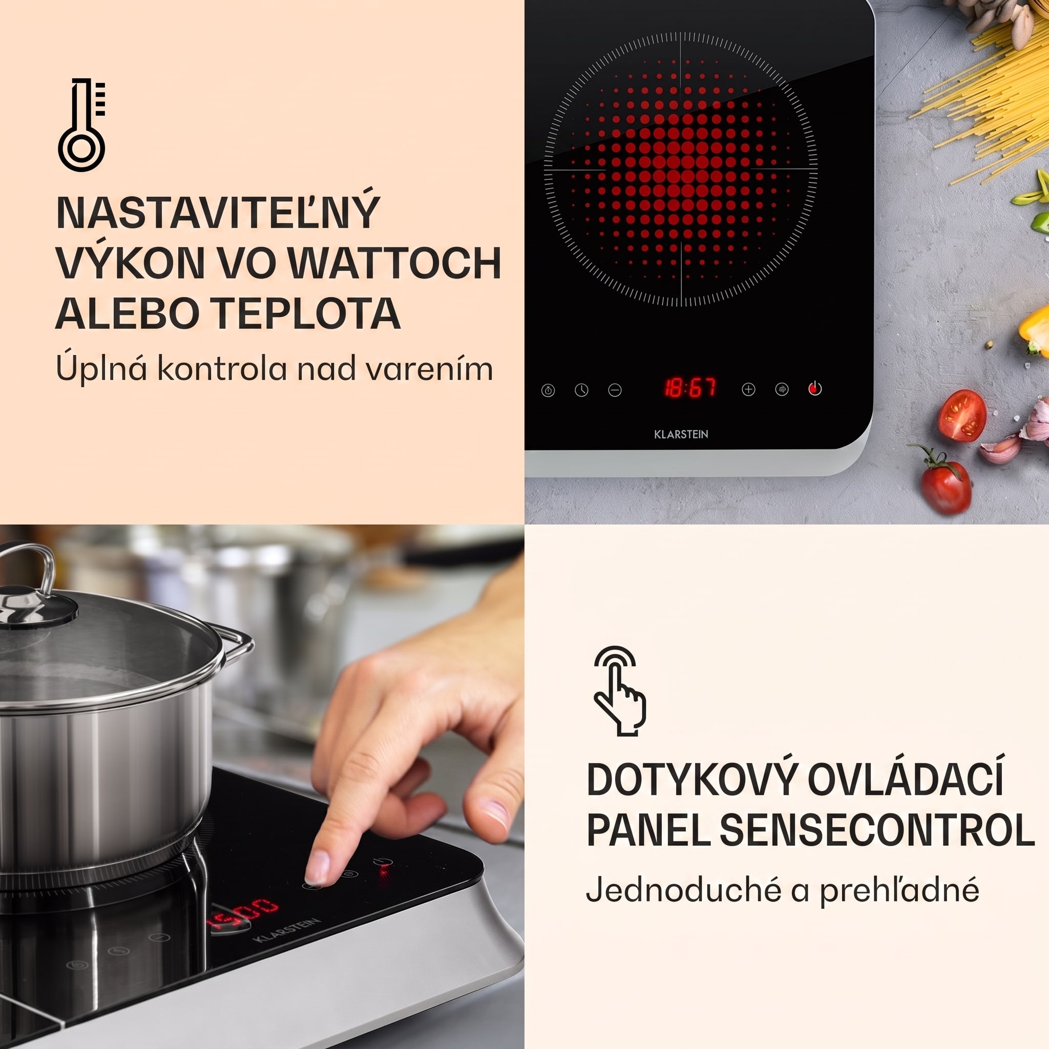 Klarstein InnoChef, indukčná varná doska, 3400 W, dotykové ovládanie, sklokeramika – Obrázok 4