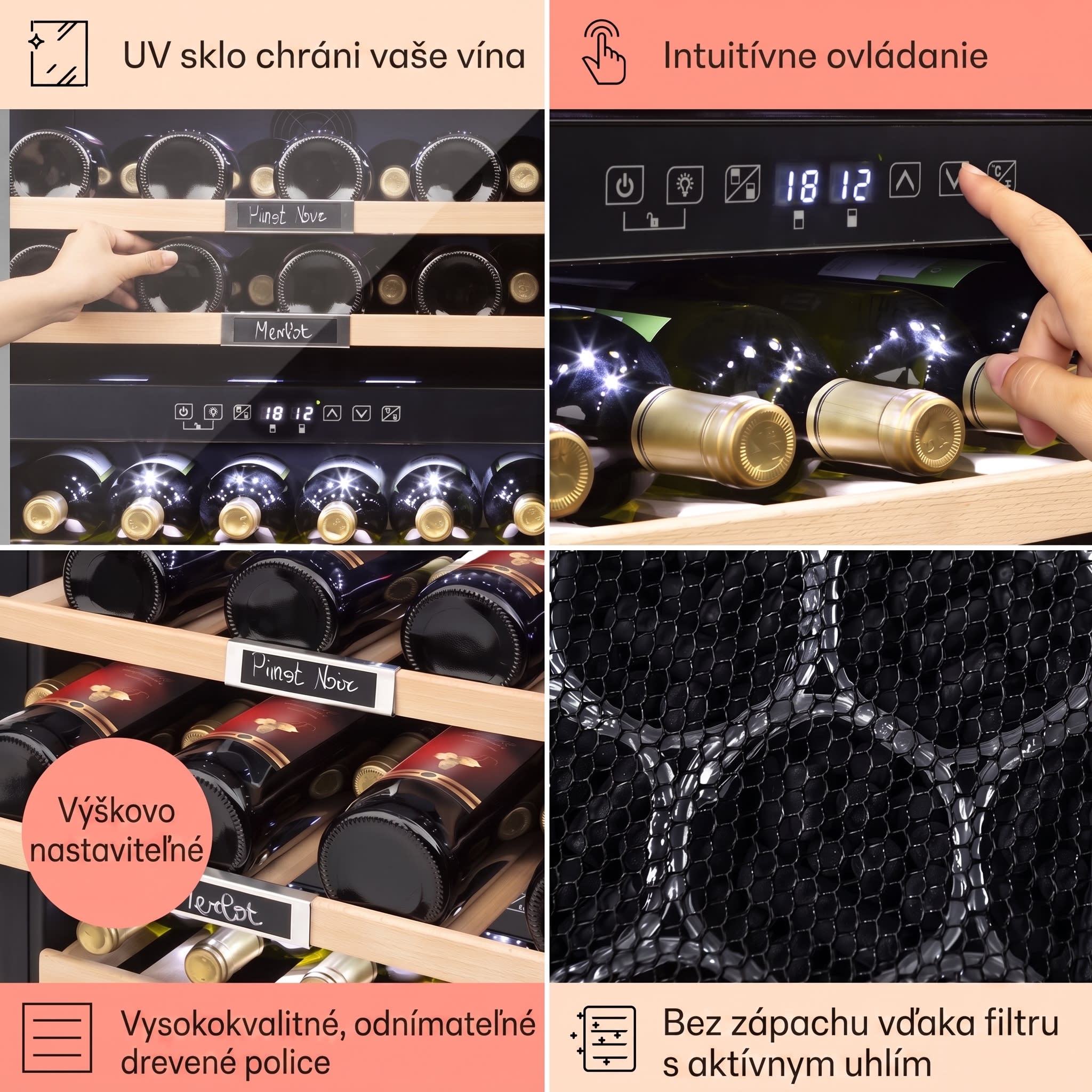 Klarstein Vinsider 36, vinotéka, 94 l, 5-22°C, 2 zóny, nehrdzavejúca oceľ – Obrázok 5