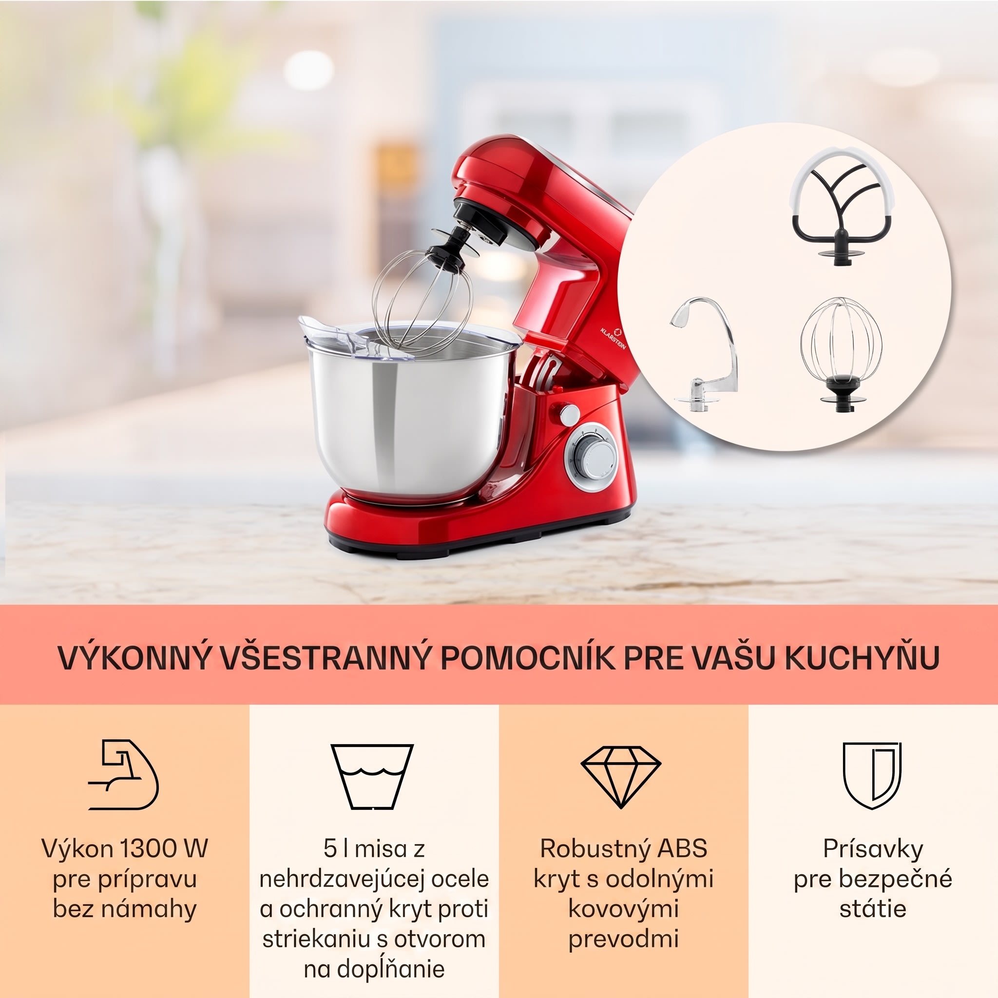 Klarstein Bella Pico 2G, kuchynský robot, 1300 W, 1,7 PS, 6 stupňov, 5 l – Obrázok 3