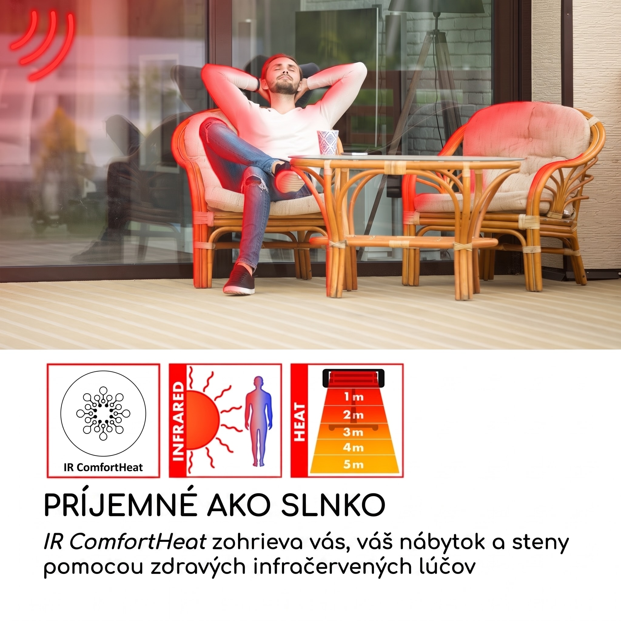 Blumfeldt Dark Wave, Infračervený ohrievač, 2000 W, pozlátená uhlíková trubica, IP65, hliník – Obrázok 4