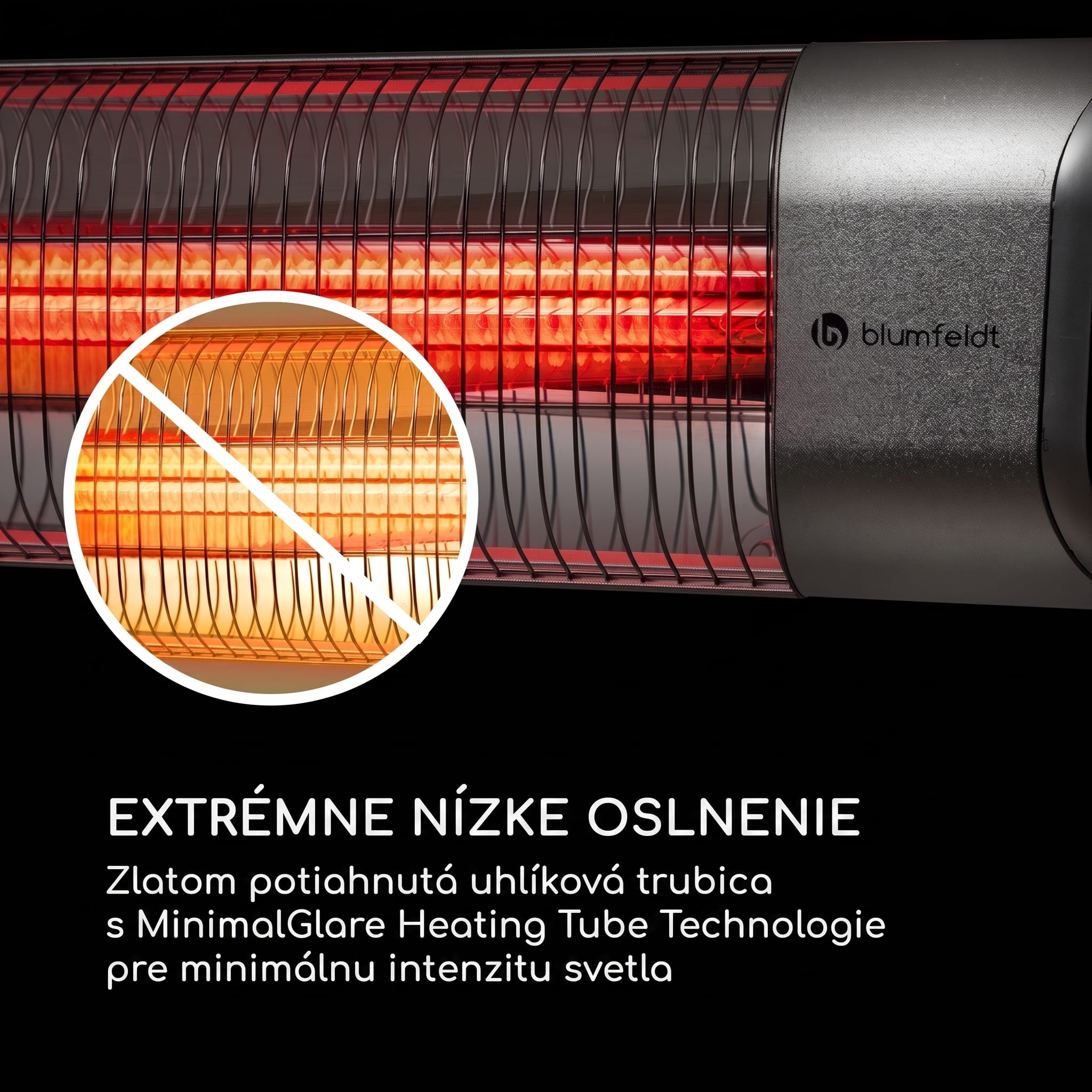 Blumfeldt Dark Wave, Infračervený ohrievač, 2000 W, pozlátená uhlíková trubica, IP65, hliník – Obrázok 5