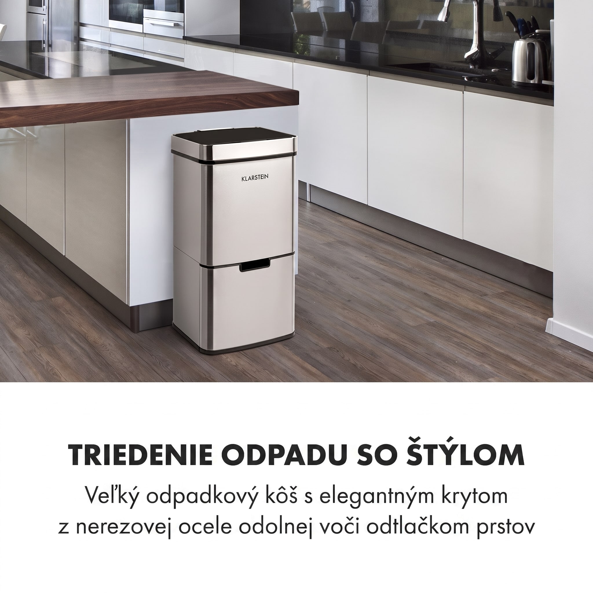 Klarstein Touchless, odpadkový kôš, senzor, 72 l, 4 nádoby, ABS/PP/ušľachtilá oceľ – Obrázok 2