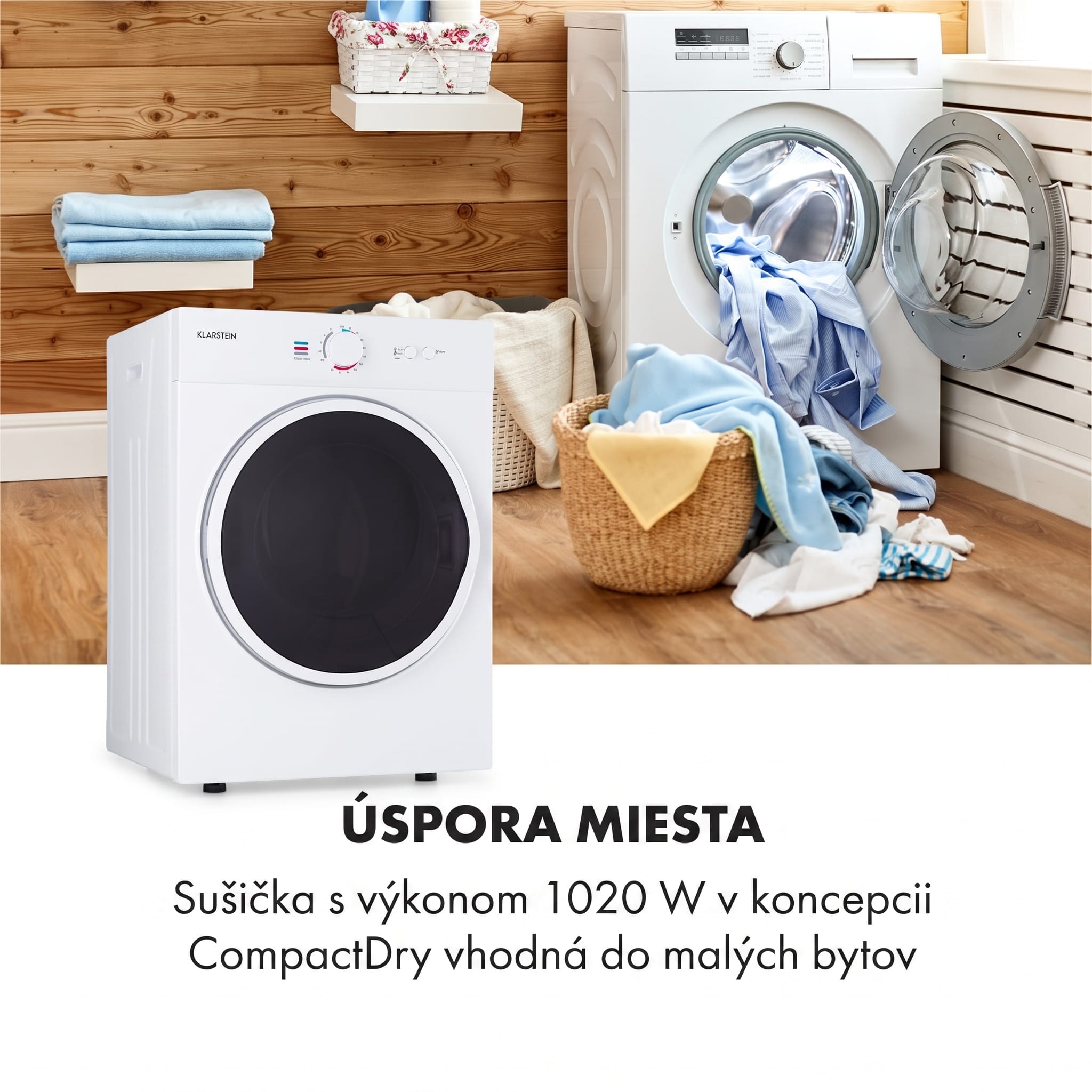 Klarstein Jet Set, sušička bielizne, sušička, 1020 W, energetická trieda G, 3 kg, 50 cm, biela – Obrázok 2
