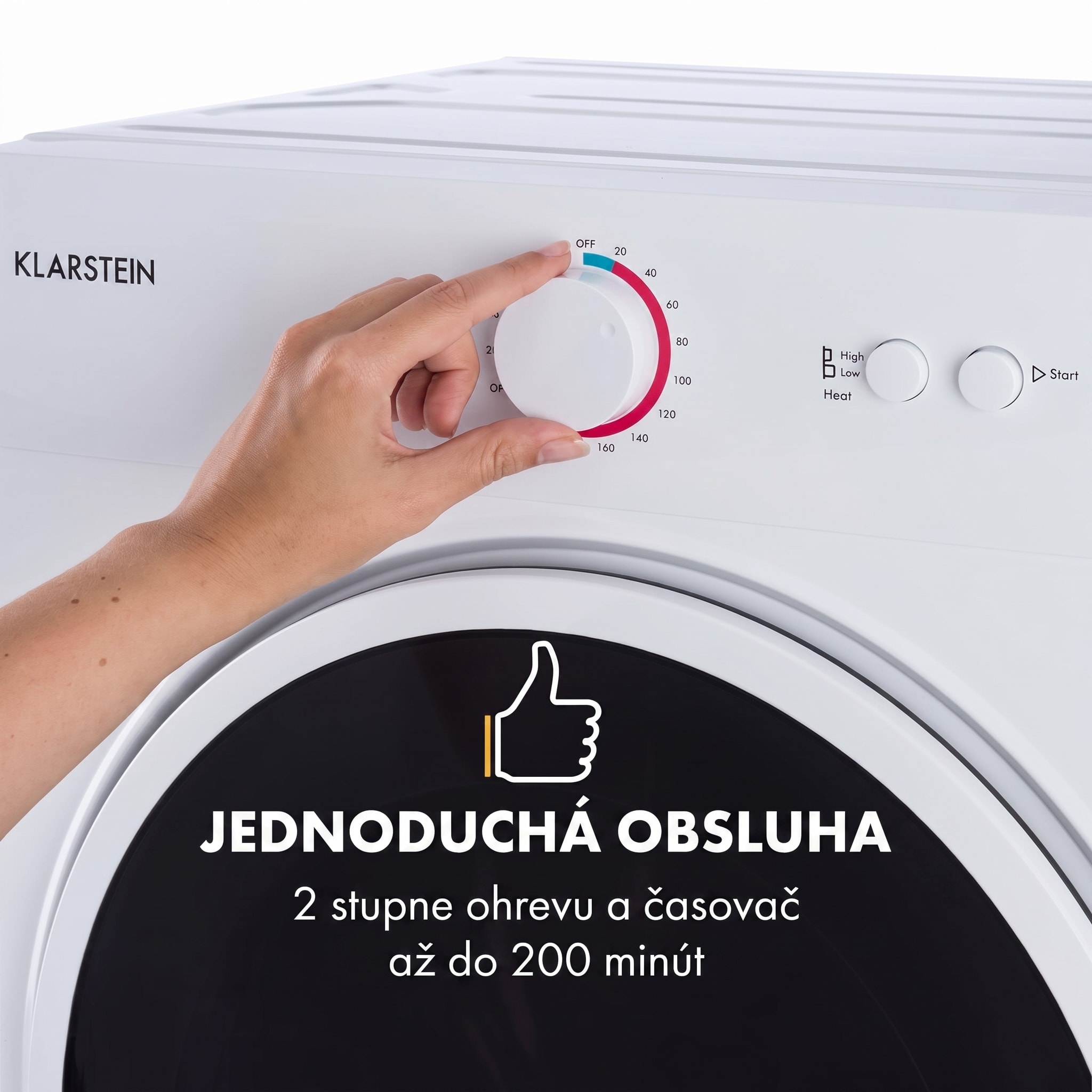 Klarstein Jet Set, sušička bielizne, sušička, 1020 W, energetická trieda G, 3 kg, 50 cm, biela – Obrázok 3