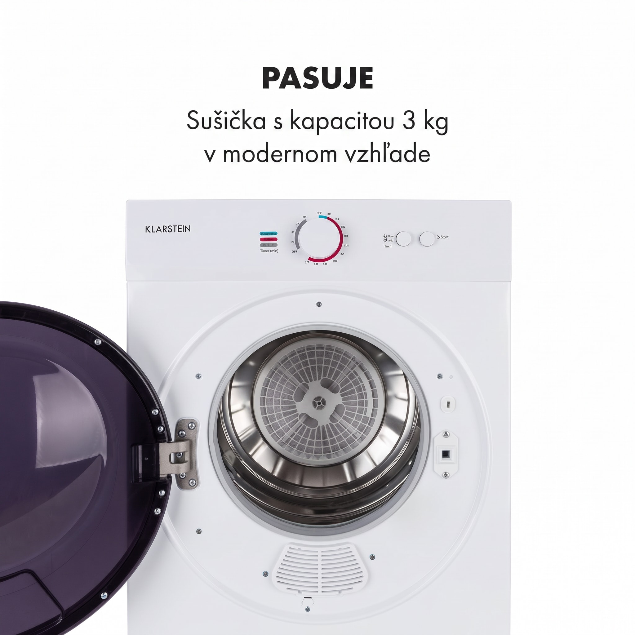 Klarstein Jet Set, sušička bielizne, sušička, 1020 W, energetická trieda G, 3 kg, 50 cm, biela – Obrázok 5