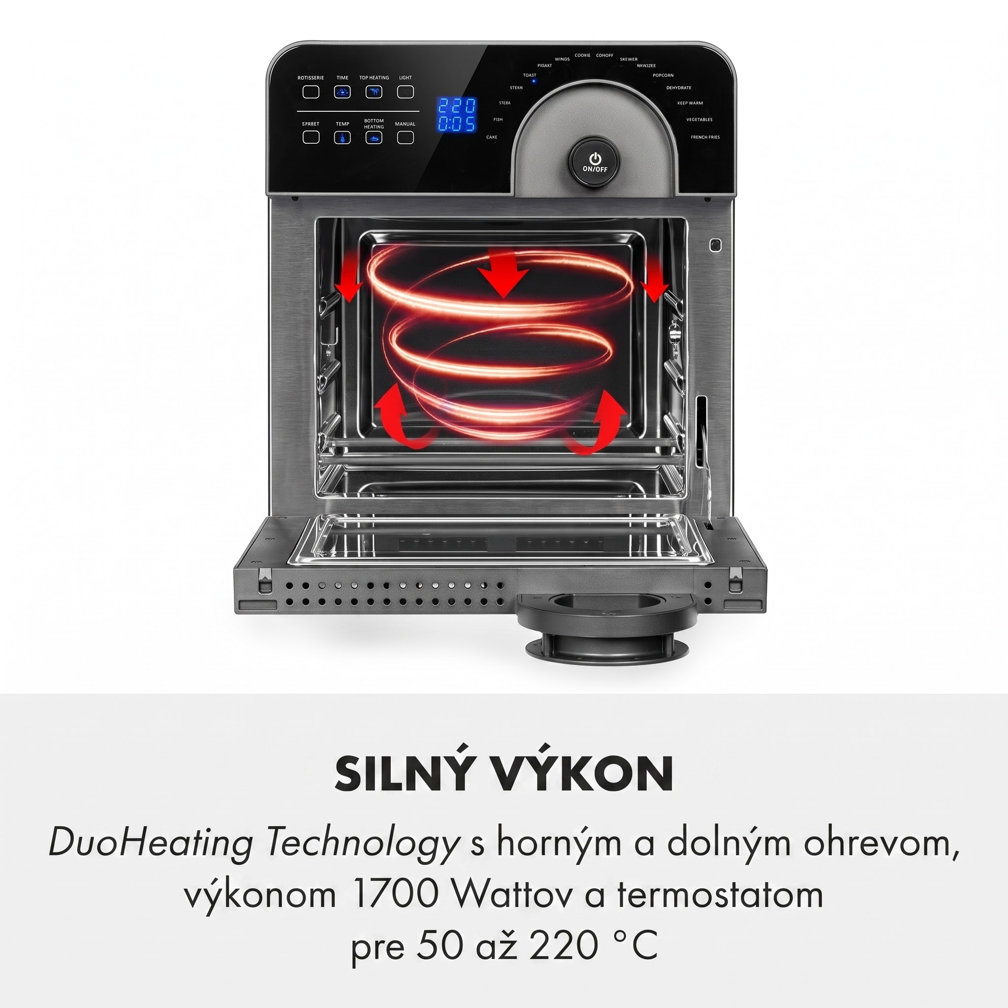 Klarstein AeroVital Cube Chef, teplovzdušná fritéza, 1700 W, 14 l, 16 programov, horný a spodný ohrev – Obrázok 3