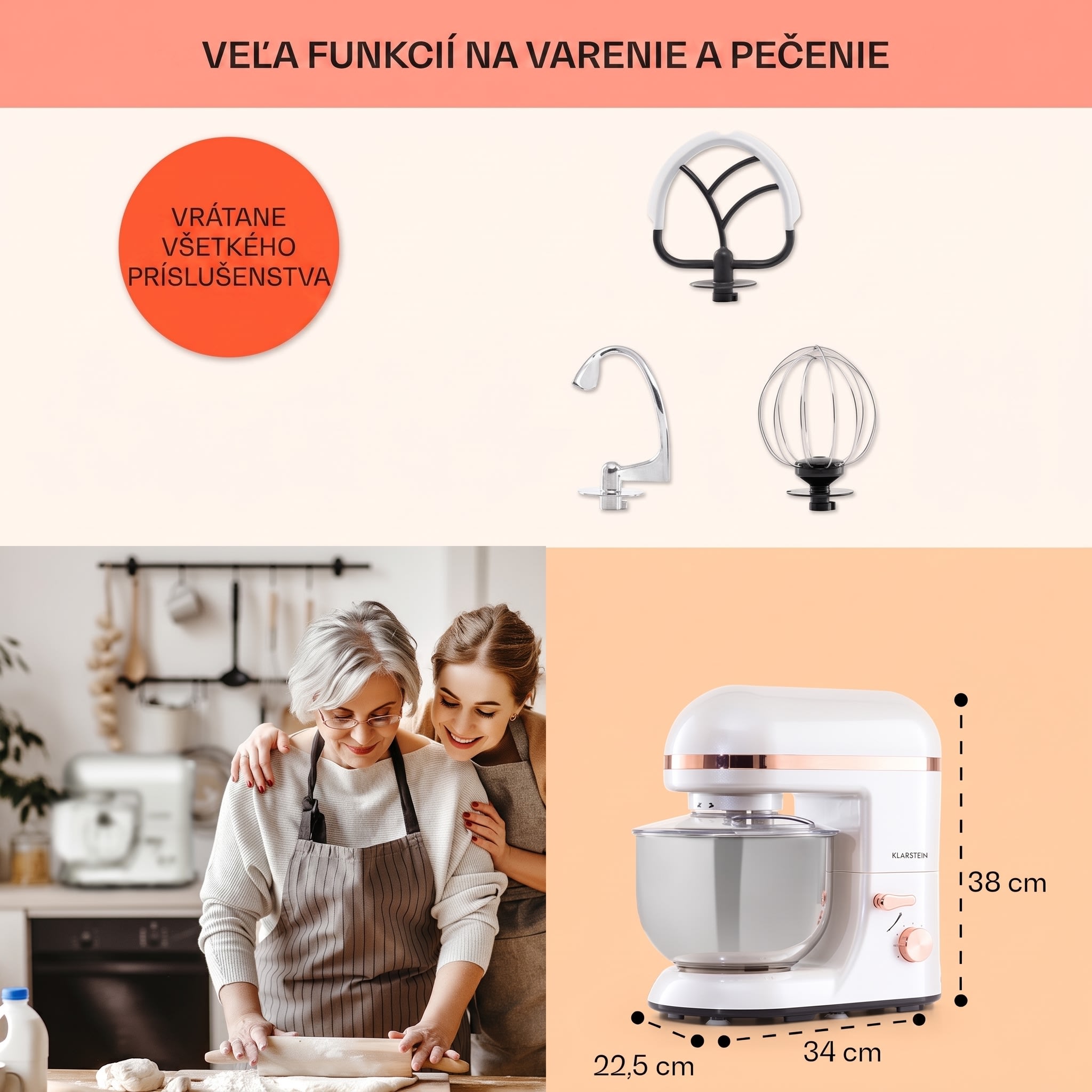 Klarstein Bella Elegance, kuchynský robot, 1800 W, 1,7 PS, 6 stupňov, 5 l – Obrázok 5