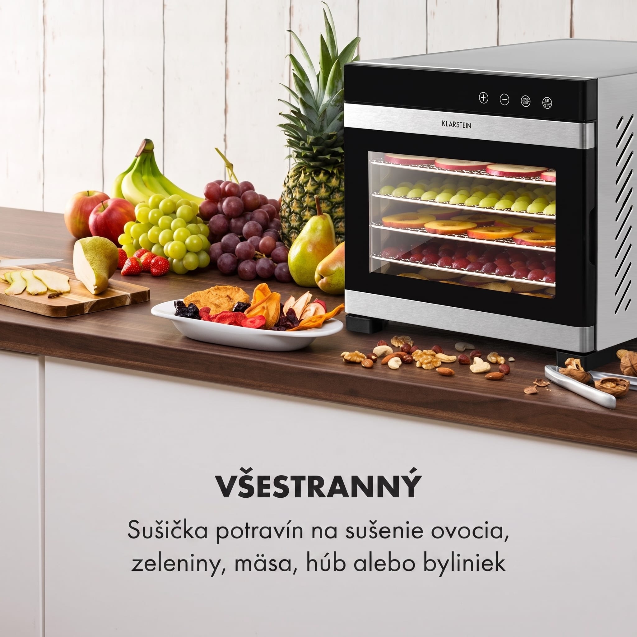 Klarstein Flavour Dry, sušička potravín, 35-75 °C, LCD dotykový displej, časovač, čierna – Obrázok 2