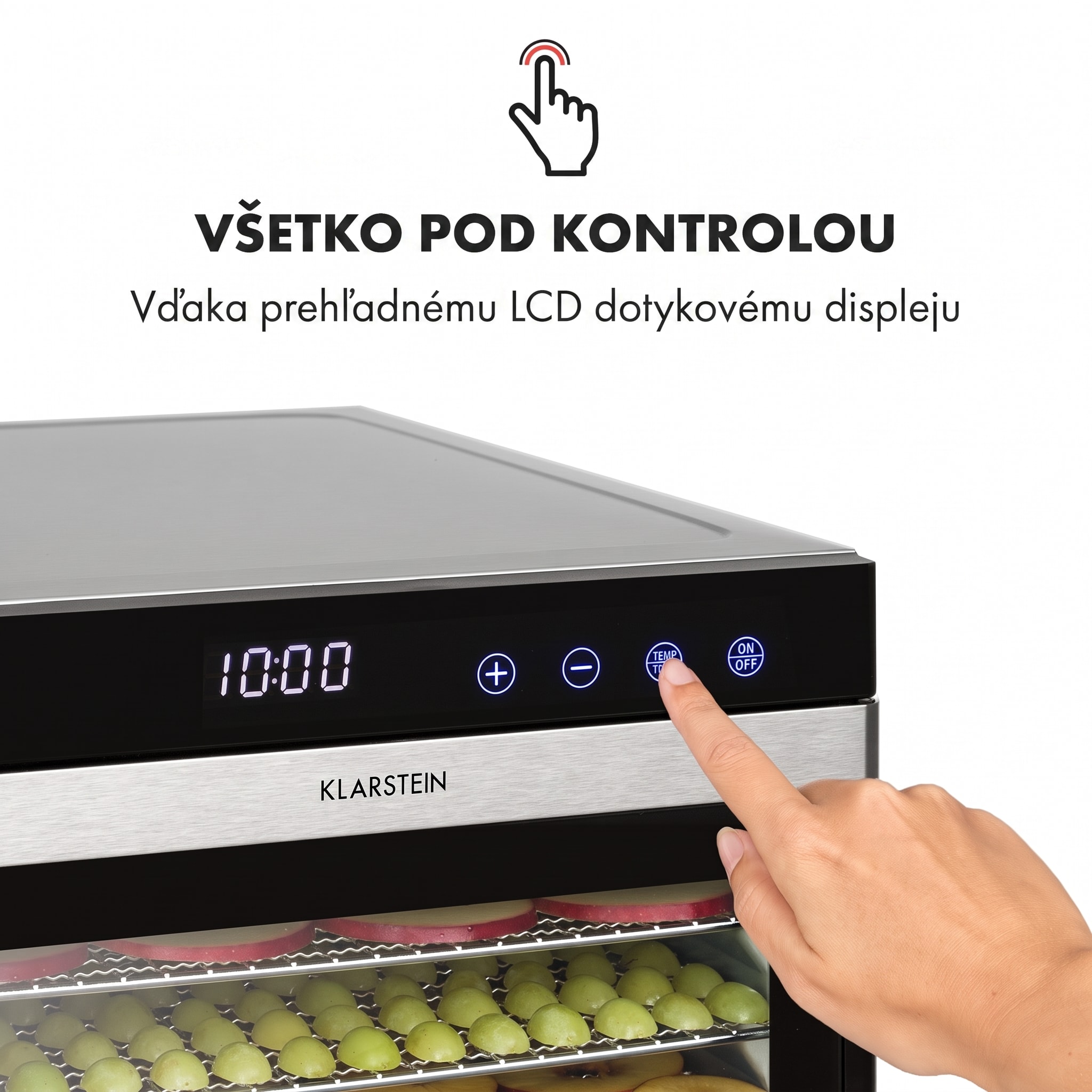 Klarstein Flavour Dry, sušička potravín, 35-75 °C, LCD dotykový displej, časovač, čierna – Obrázok 3