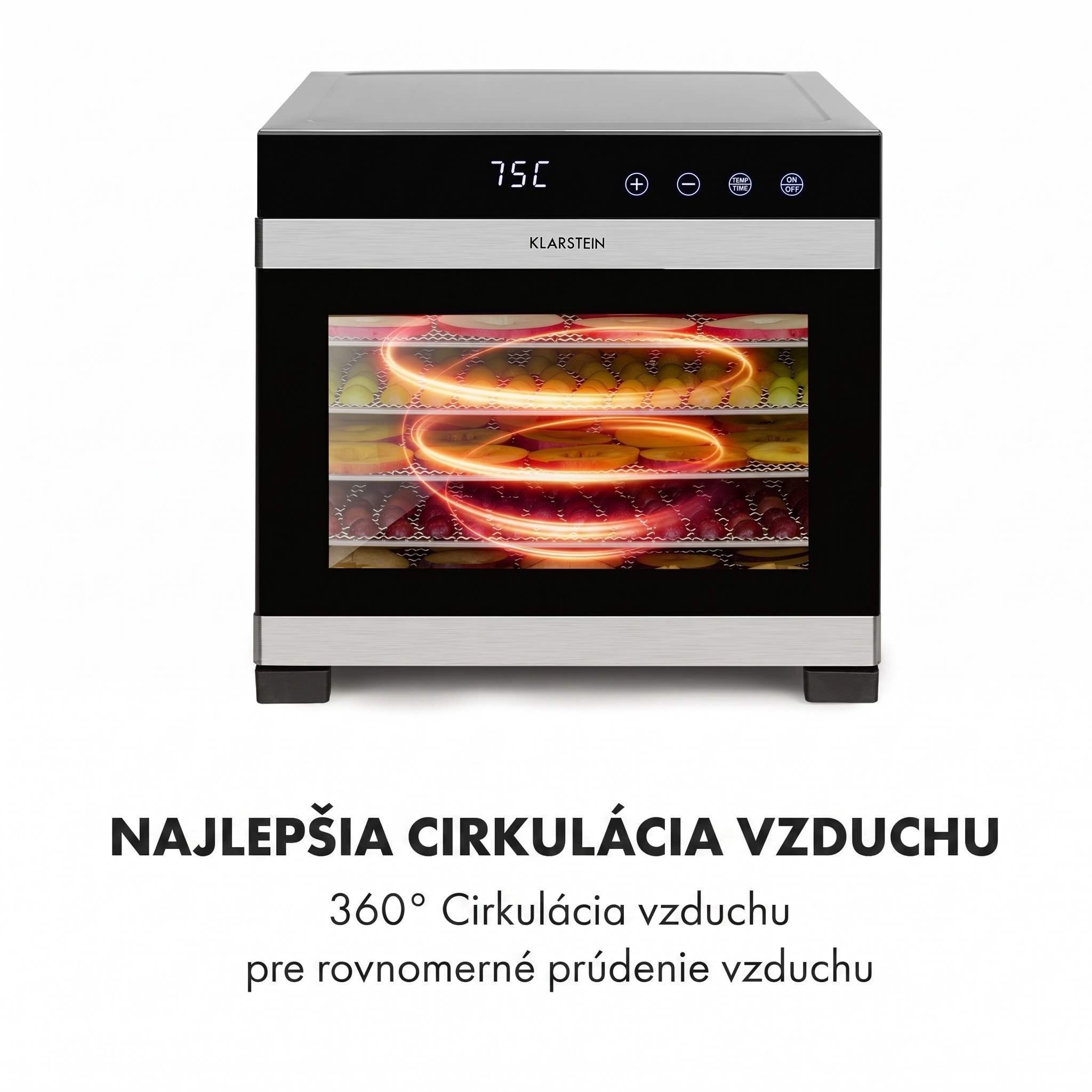 Klarstein Flavour Dry, sušička potravín, 35-75 °C, LCD dotykový displej, časovač, čierna – Obrázok 4