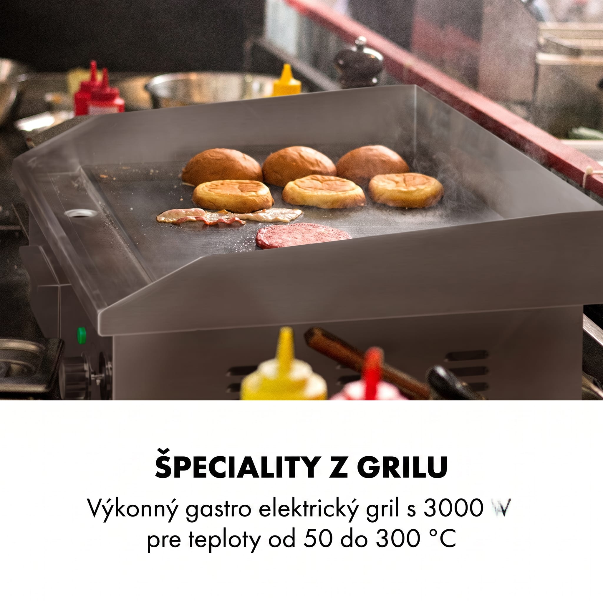 Klarstein Grillmeile 3000G, elektrický gril, 3000 W, grilovacia platňa 54,5 x 35 cm, hladký – Obrázok 2