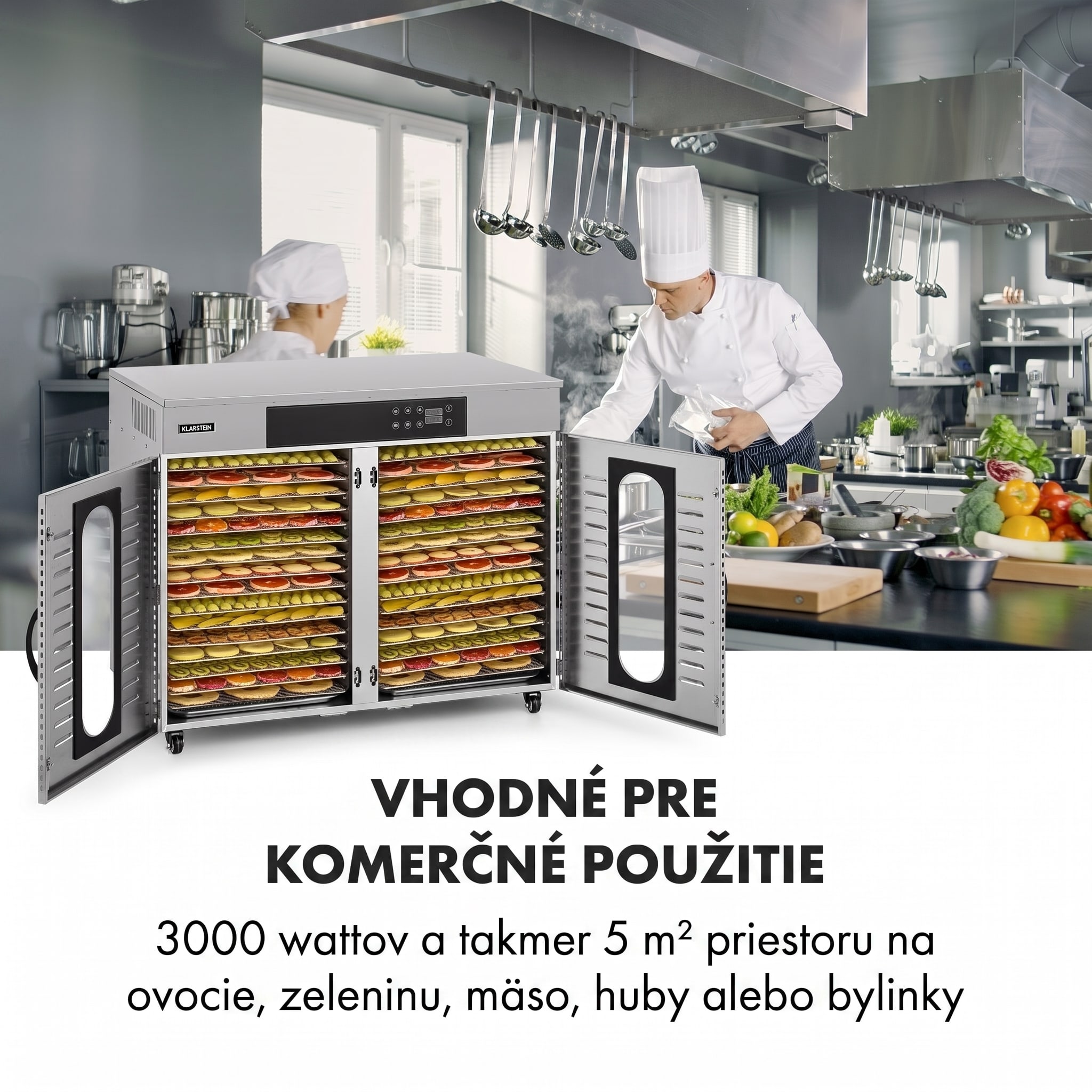 Klarstein Master Jerky 500, sušička potravín, 3000 W, 30 – 90 °C, 24 hod. časovač, nehrdzavejúca oceľ, strieborný – Obrázok 2