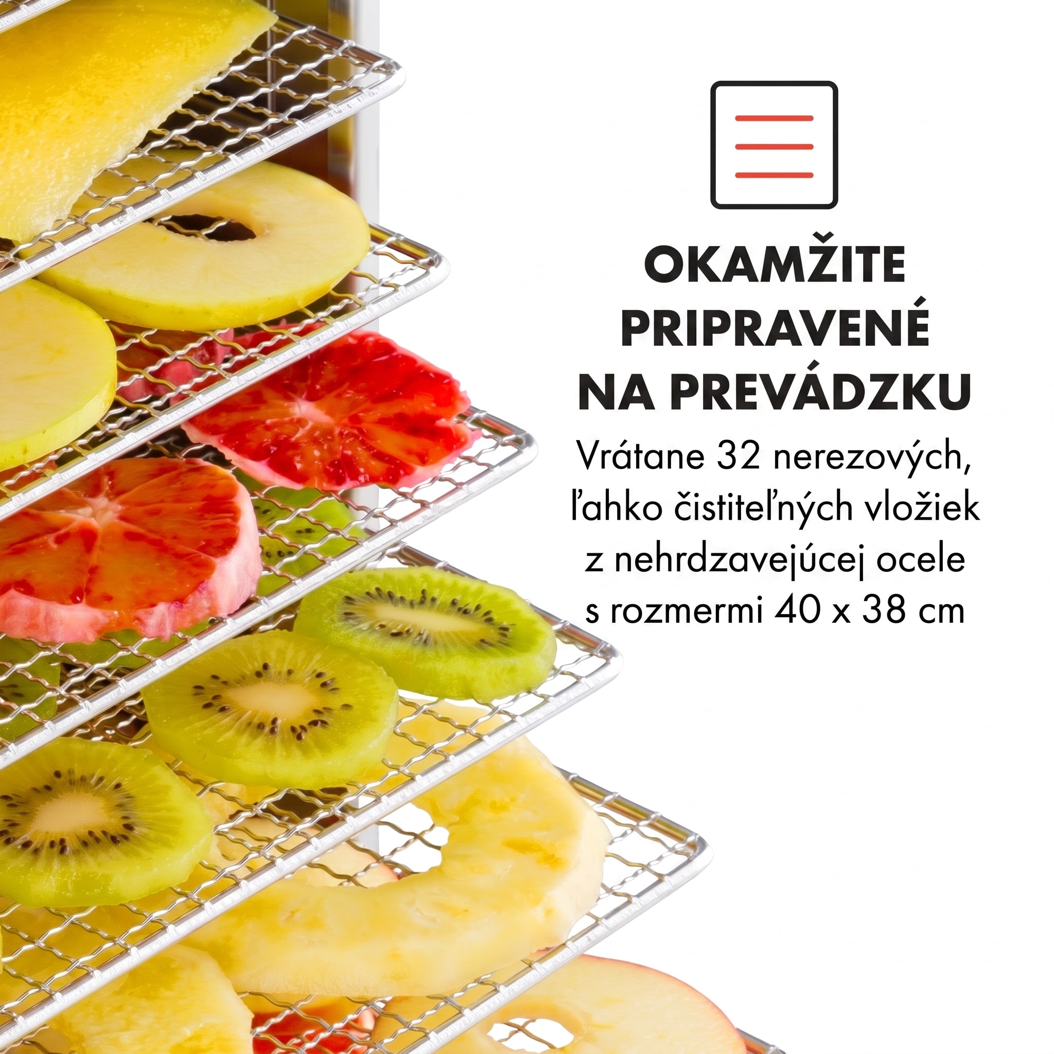 Klarstein Master Jerky 500, sušička potravín, 3000 W, 30 – 90 °C, 24 hod. časovač, nehrdzavejúca oceľ, strieborný – Obrázok 4