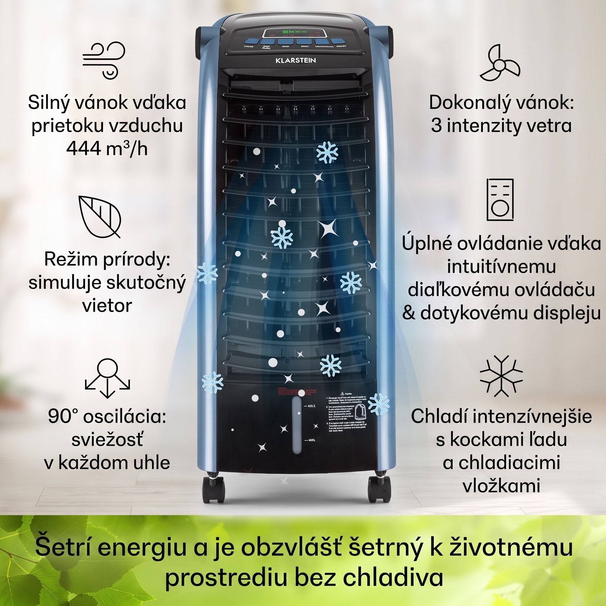 Klarstein Maxfresh, 3 v 1 ochladzovač vzduchu, ventilátor, 65 W, 6 l, diaľkový ovládač, 2 x chladiaci box – Obrázok 3
