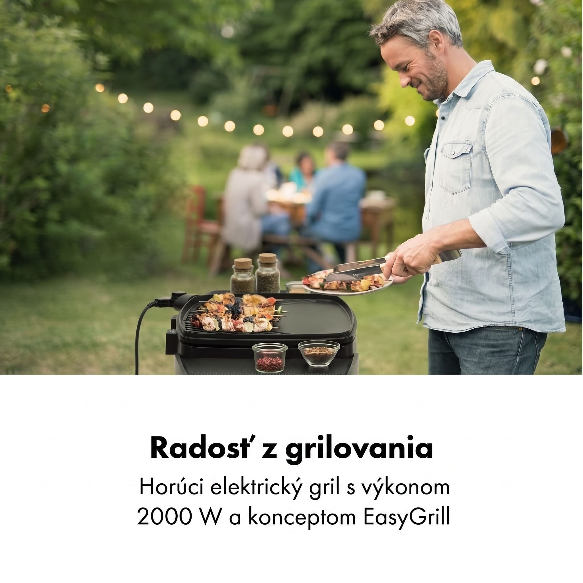 Klarstein Gatsby, elektrický gril, 2000 W, nepriľnavá grilovacia plocha, bočné stolíky, béžový/čierny – Obrázok 2