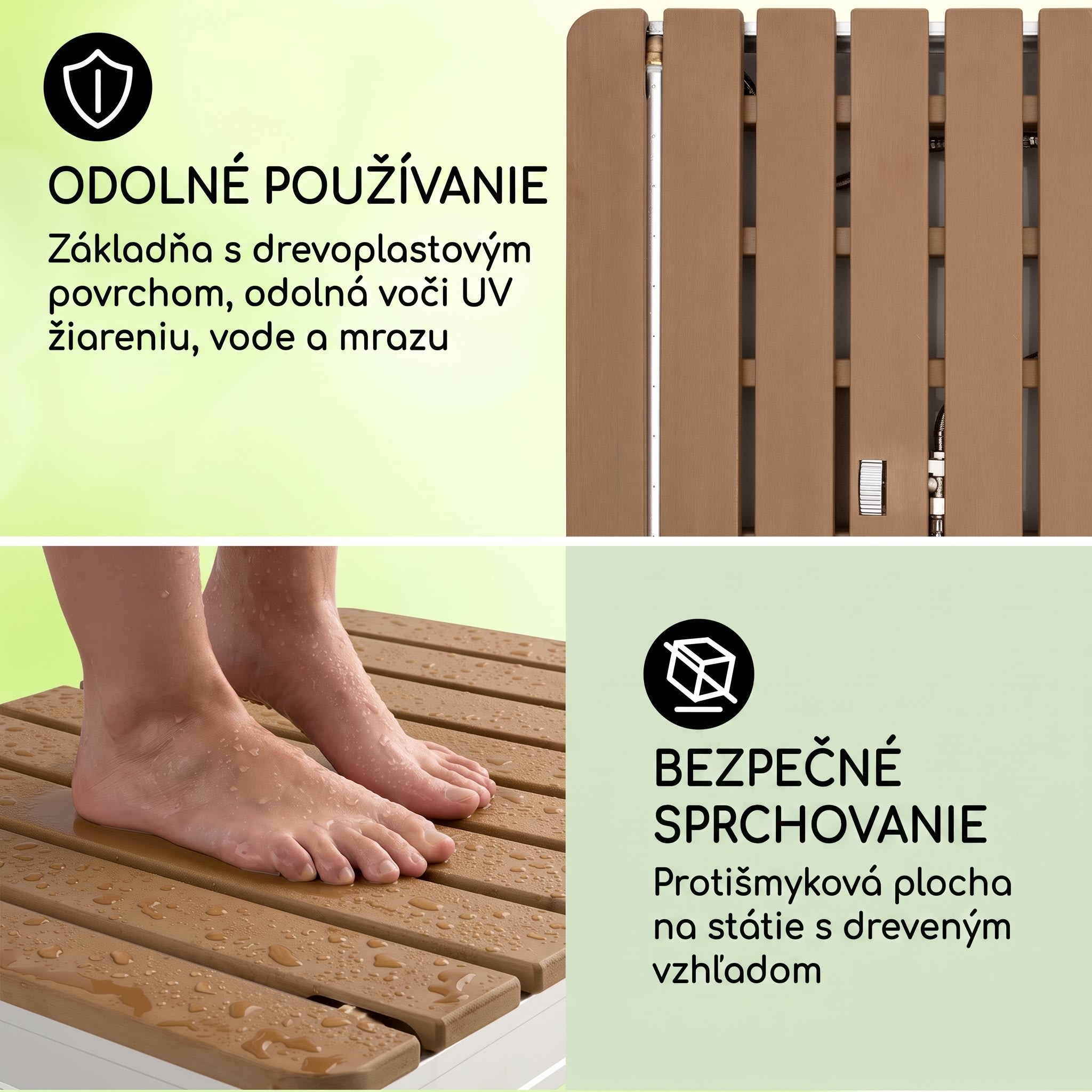 Blumfeldt Sumatra Breeze Square, záhradná sprcha, WPC, hliník, 70x55, hranatá – Obrázok 3