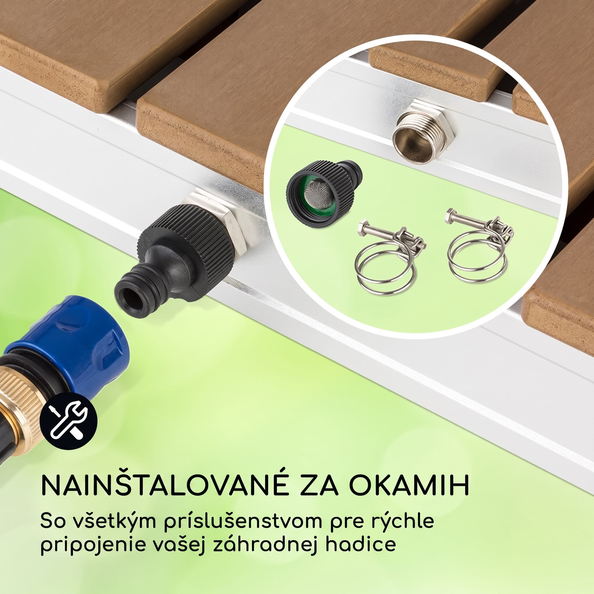 Blumfeldt Sumatra Breeze Square, záhradná sprcha, WPC, hliník, 70x55, hranatá – Obrázok 5