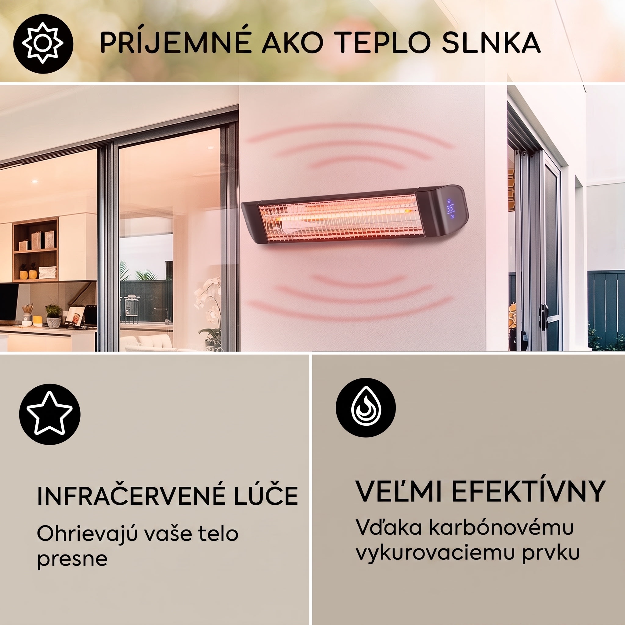 Blumfeldt Smartwave, infračervený ohrievač, 2400 W, WiFi, ovládanie cez aplikáciu, čierny – Obrázok 4
