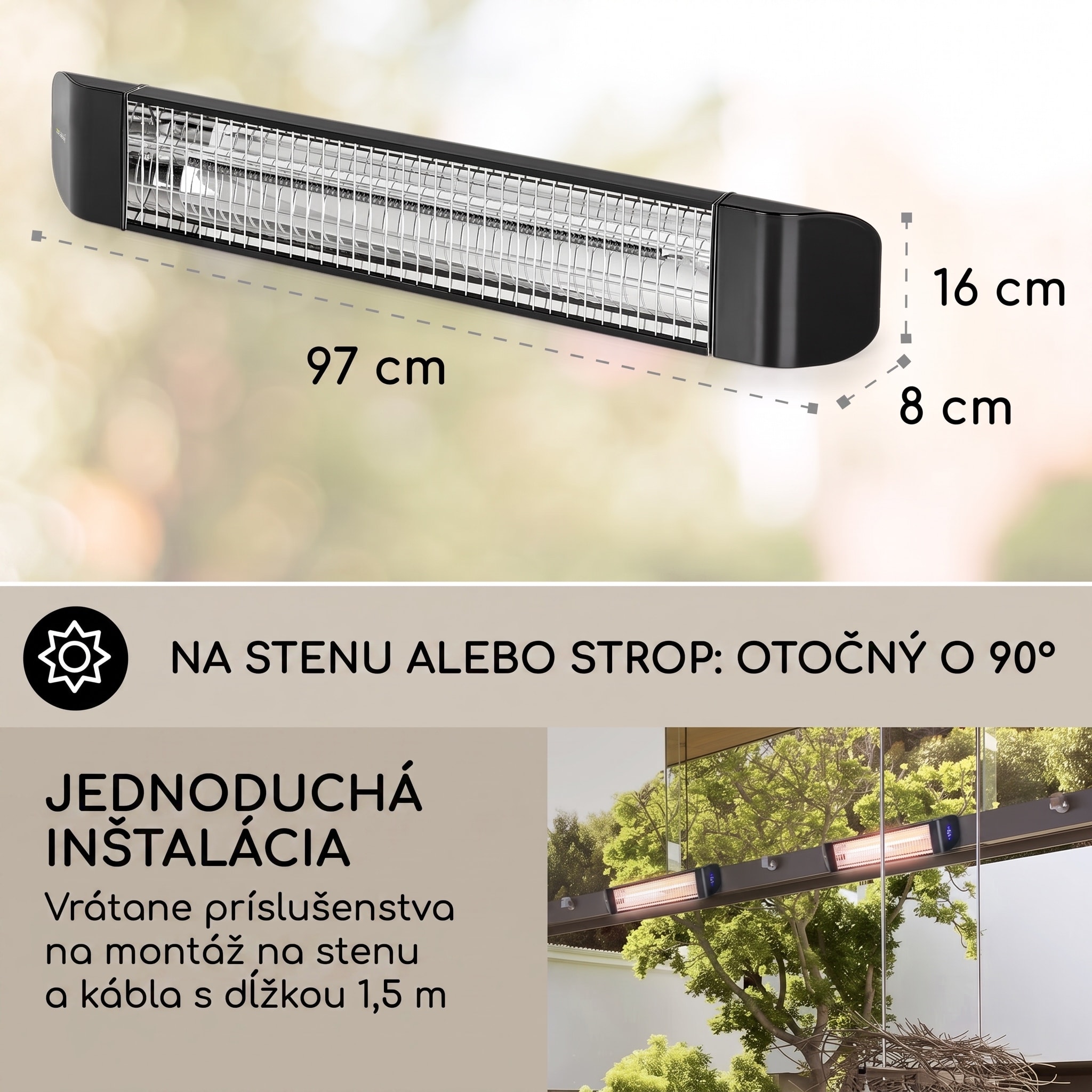 Blumfeldt Smartwave, infračervený ohrievač, 2400 W, WiFi, ovládanie cez aplikáciu, čierny – Obrázok 5