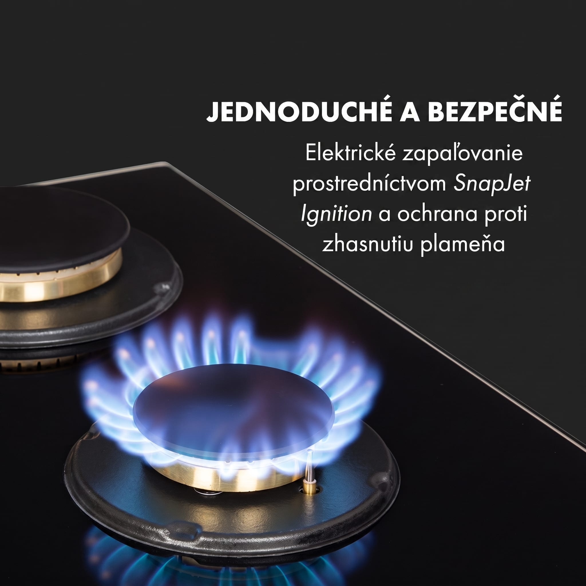 Klarstein Goldflame 5 plynová varná doska 5 horákov mosadzné horáky čierna sklokeramika – Obrázok 5