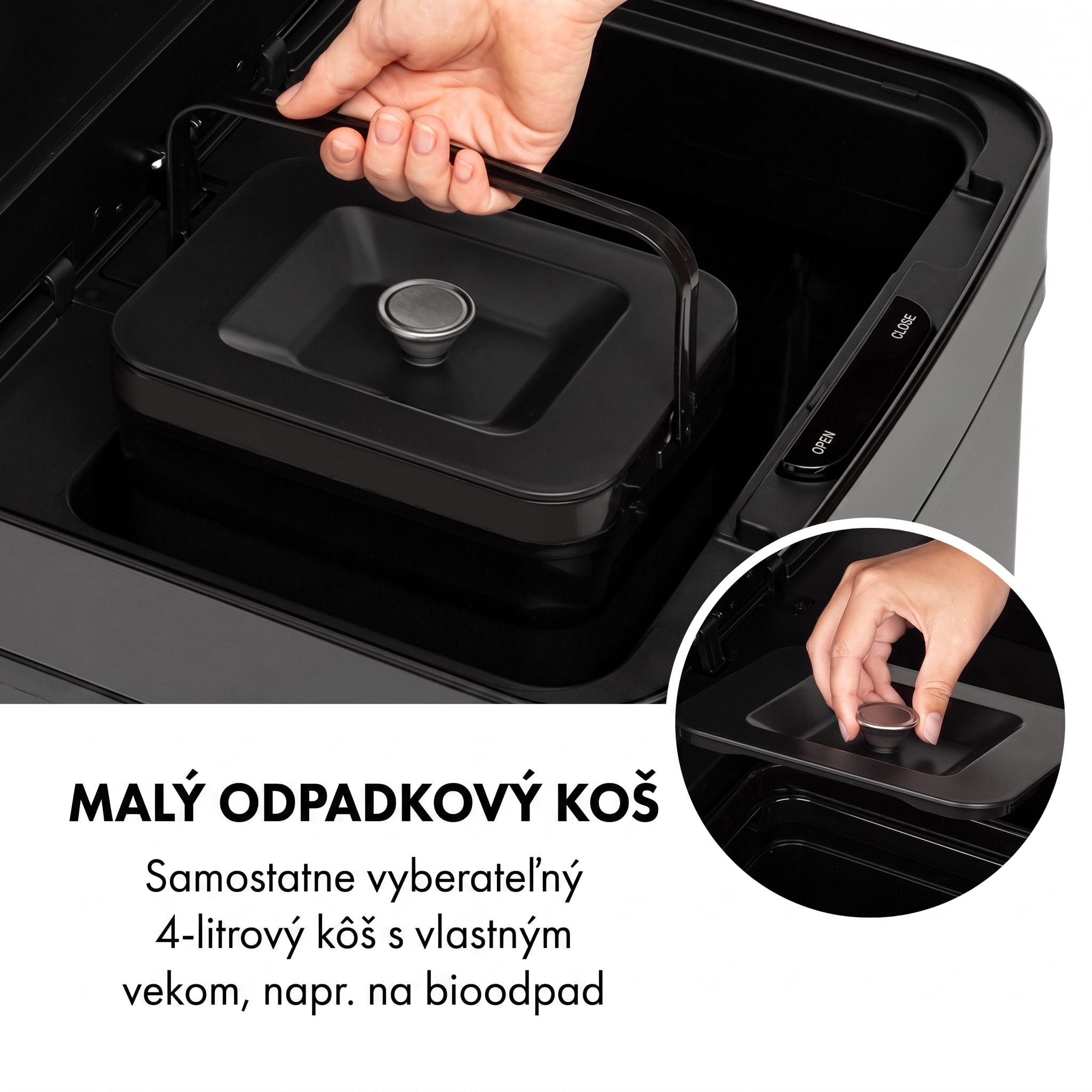 Klarstein Touchless Black Stainless Steel, odpadkový kôš, senzor, 72 l, čierny – Obrázok 4