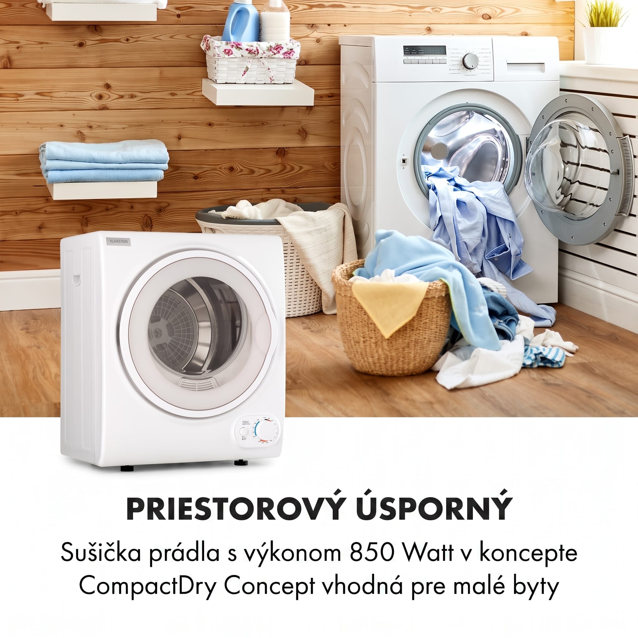 Klarstein Jet Set 2500, sušička bielizne, sušička s odsávaním vlhkého vzduchu, 850W, TEE C, 2,5kg, 50cm, biela – Obrázok 2