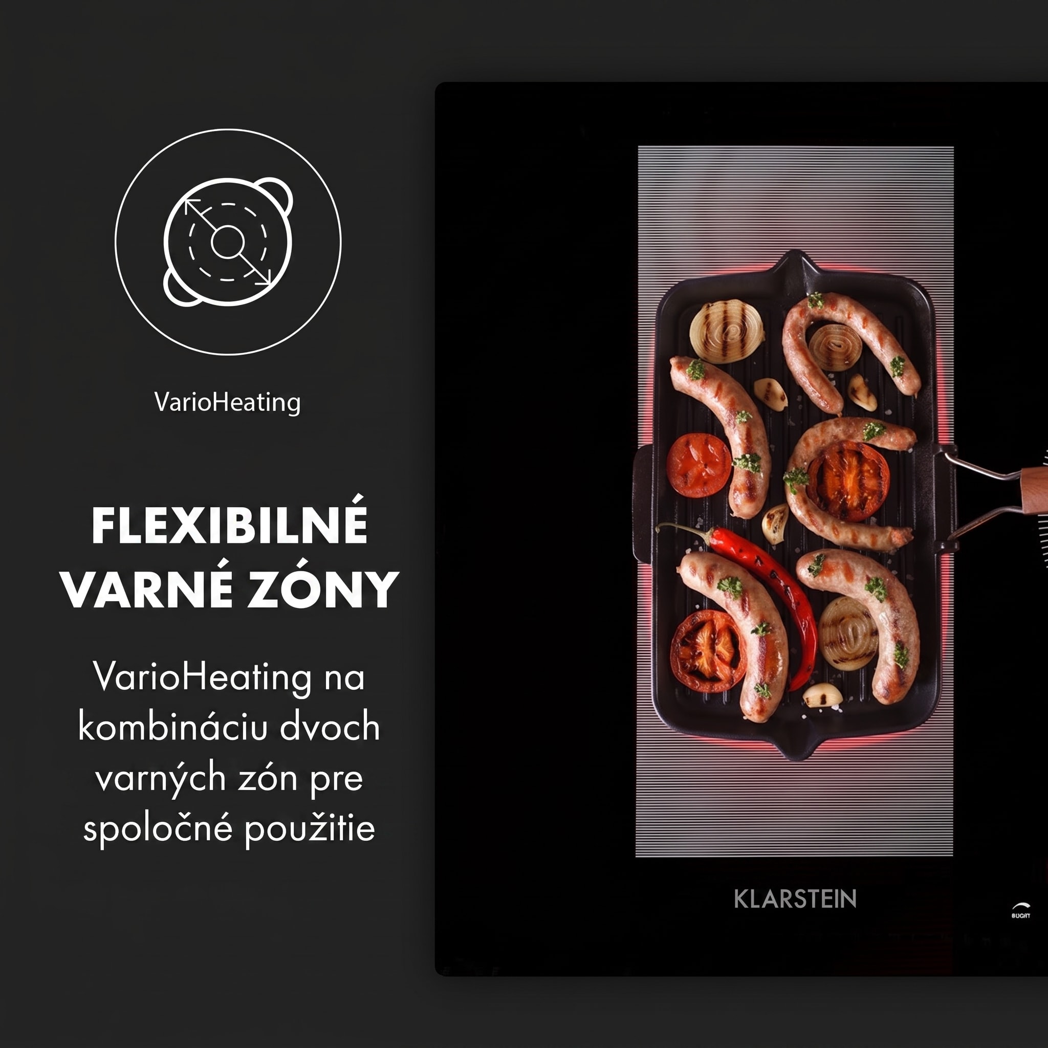 Klarstein Delicatessa 90 Hybrid, vstavaná indukčná varná doska, 7400 W, 5 zón, čierna – Obrázok 3