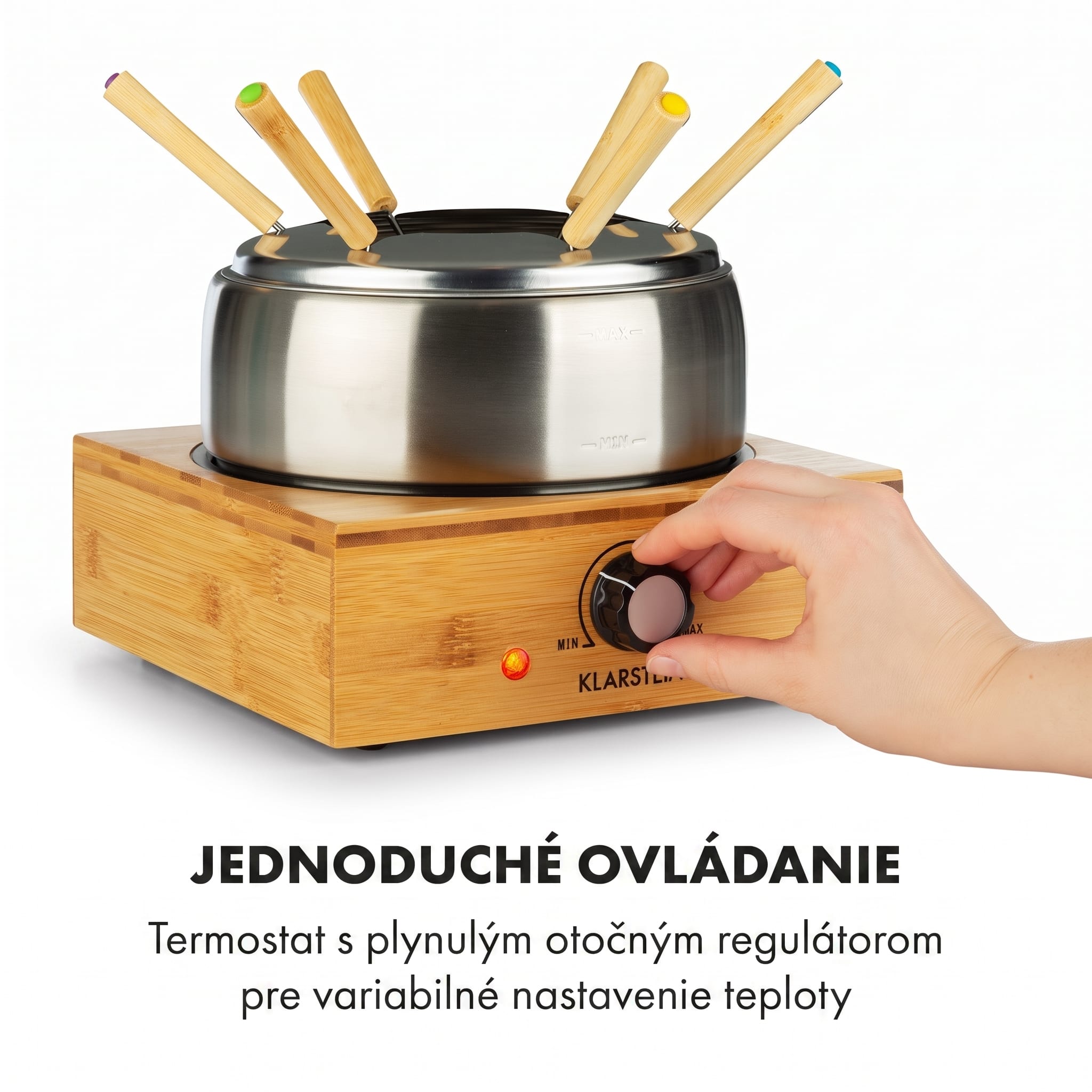 Klarstein Bambus, fondue, 800 W, hrniec z ušľachtilej ocele – Obrázok 5