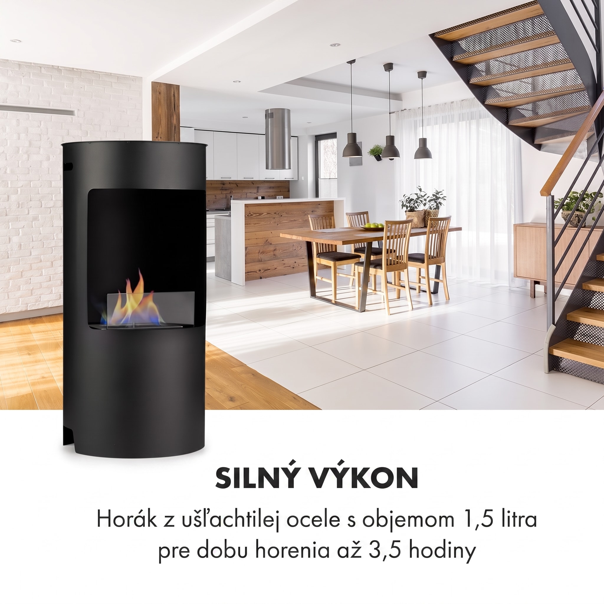 Klarstein Phantasma Niro, etanolový krb, bezpečnostný horák, hasiaca pomôcka, doba horenia 3,5 h – Obrázok 5