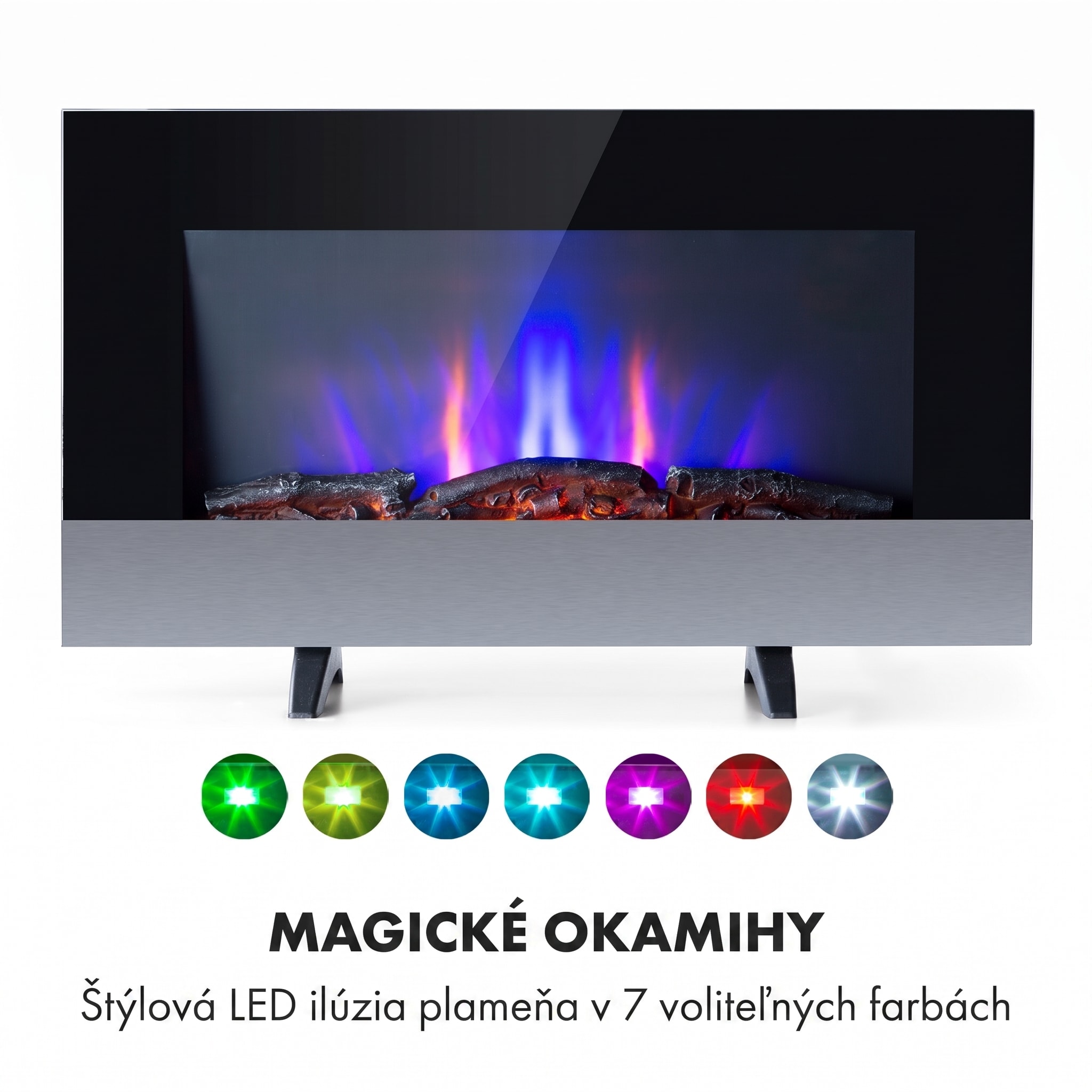 Klarstein Basel Baseline elektrický krb 2000 W, 2 stupne vykurovania, 7 farieb, sklo – Obrázok 5