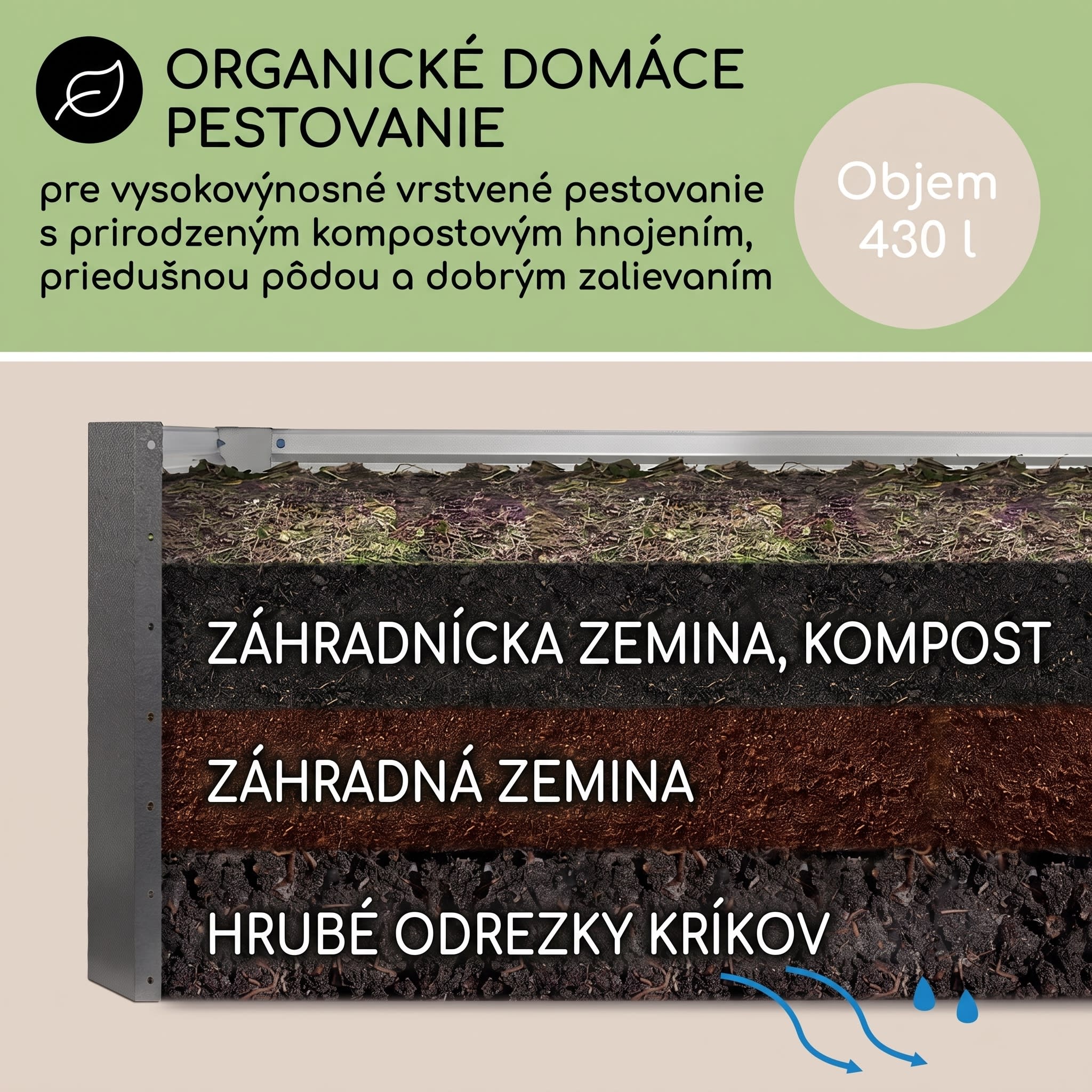 Blumfeldt Blum High Grow Straight, vyvýšený záhon, 120x60x60cm, 432l, oceľ – Obrázok 4