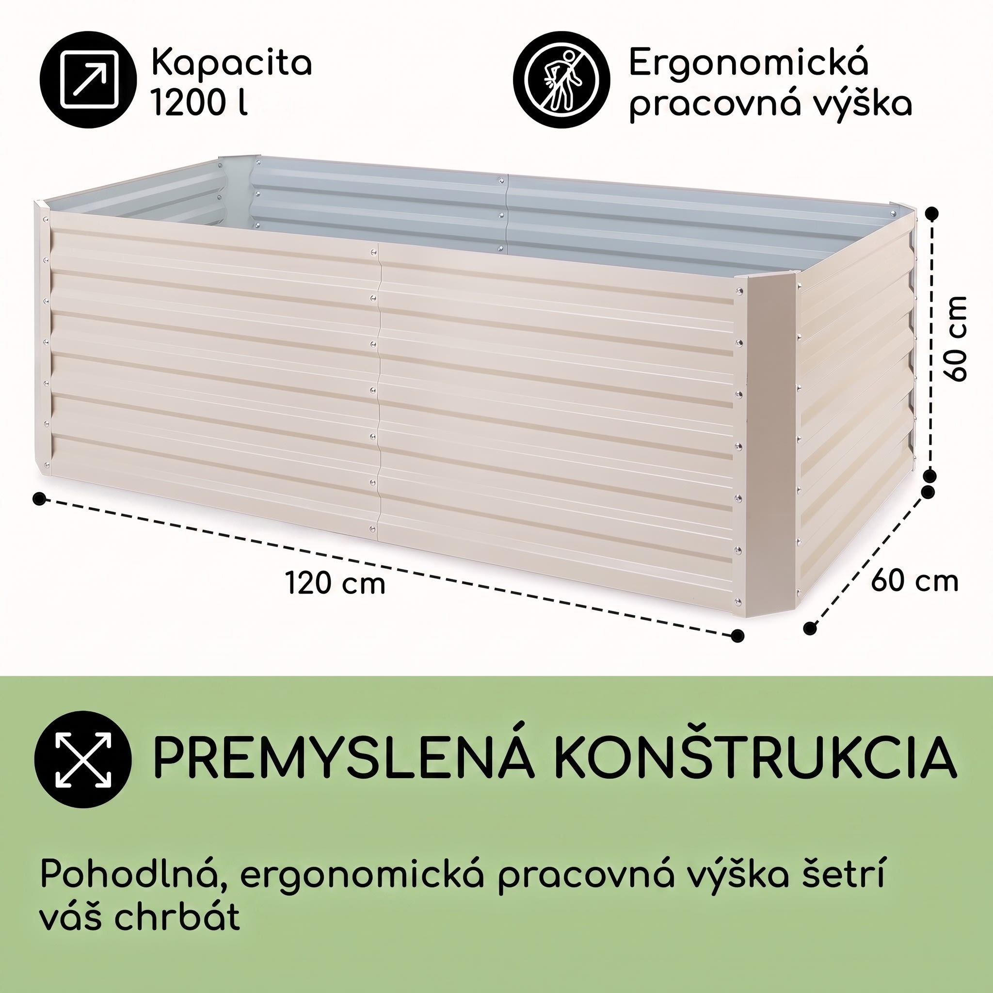 Blumfeldt High Grow Straight vyvýšený záhon 200x60x100 cm 1200 l oceľ – Obrázok 5