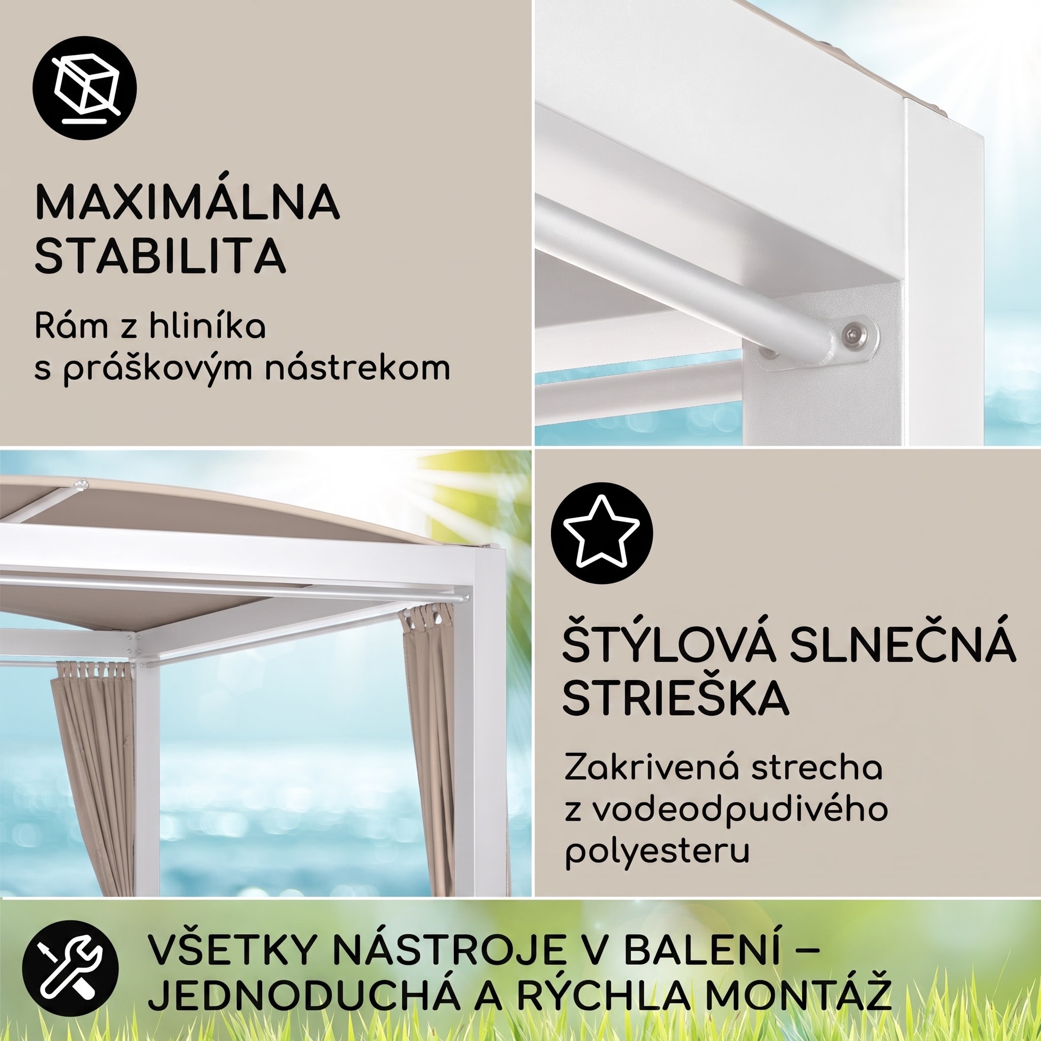 Blumfeldt Eremitage Double XL, ležadlo, pre 2 osoby, oceľový rám, slnečná strecha, závesy – Obrázok 3