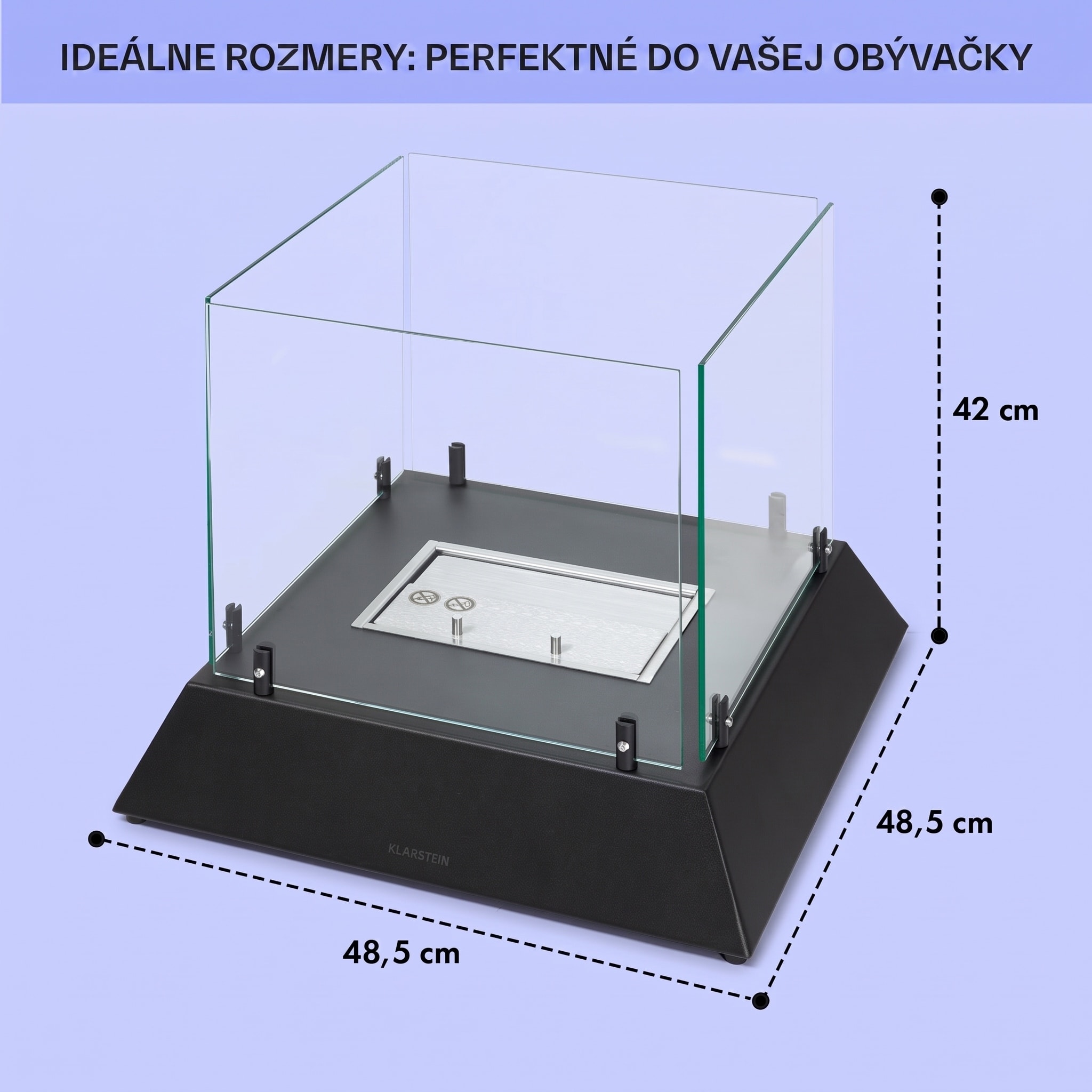 Klarstein Phantasma Cubo, etanolový krb, horáky z nehrdzavejúcej ocele, bez dymu a bez zápachu, bezpečnostné sklo – Obrázok 5