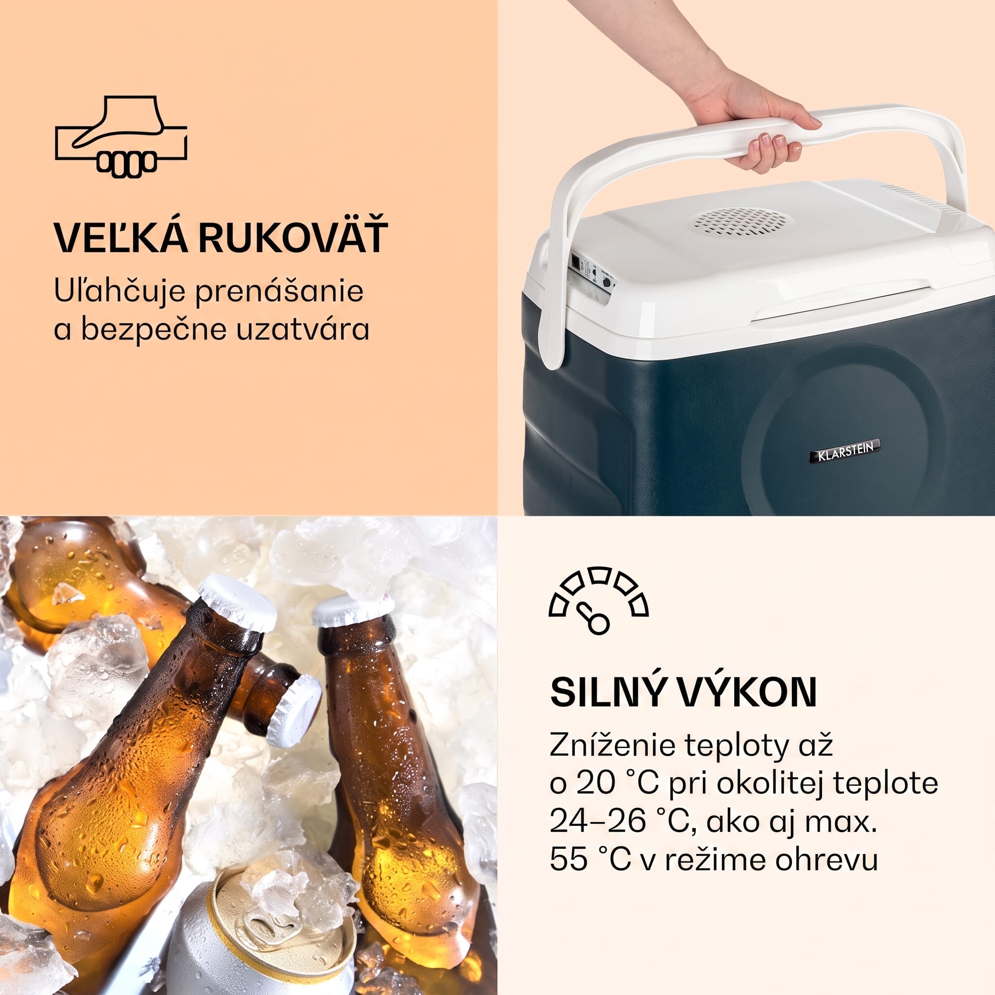 Klarstein BeerBelly 21, autochladnička, elektrický chladiaci box, funkcia chladenia a udržiavania tepla, USB port, režim ECO – Obrázok 5