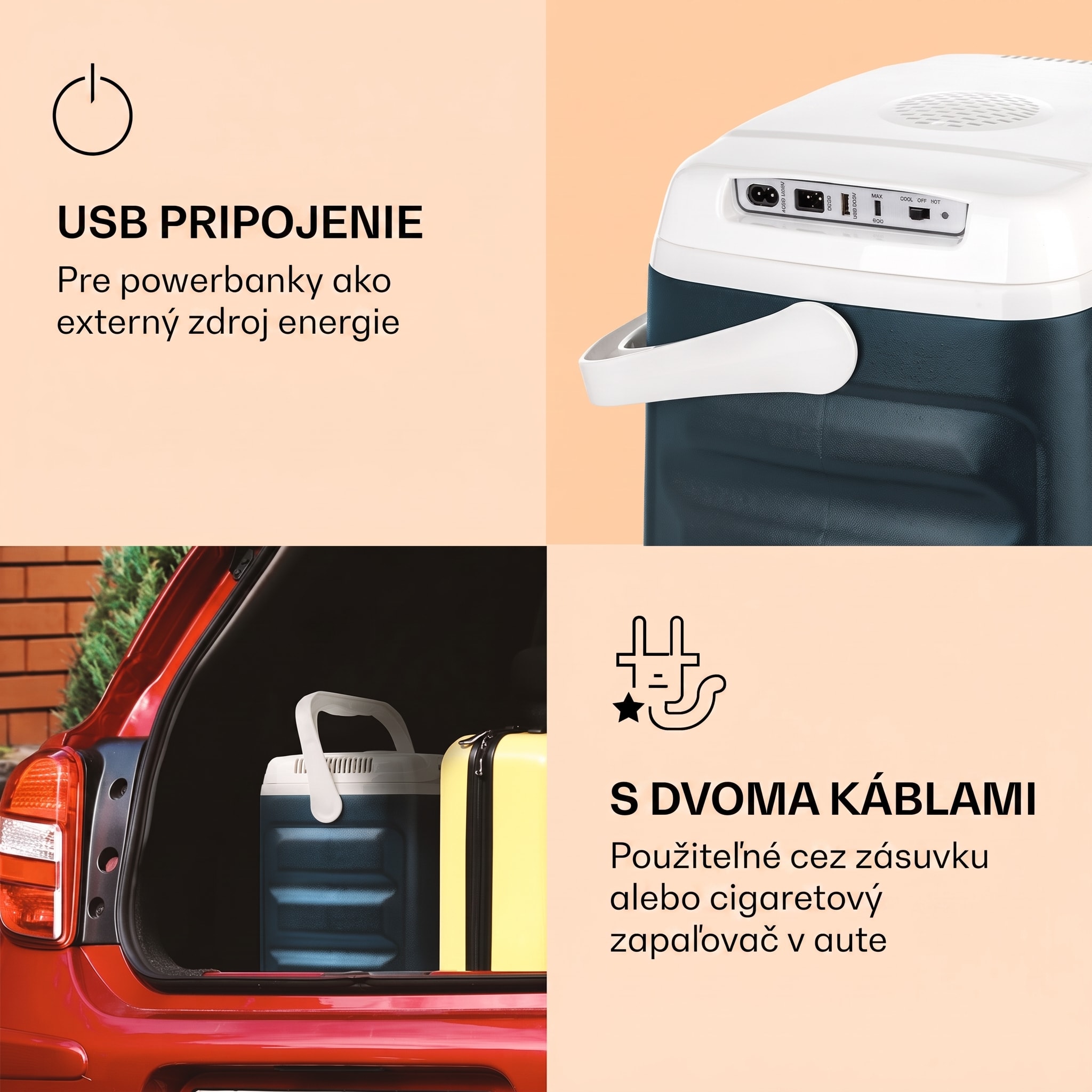 Klarstein BeerBelly 29, autochladnička, elektrický chladiaci box, funkcia chladenia a udržiavania tepla, USB port, režim ECO – Obrázok 3