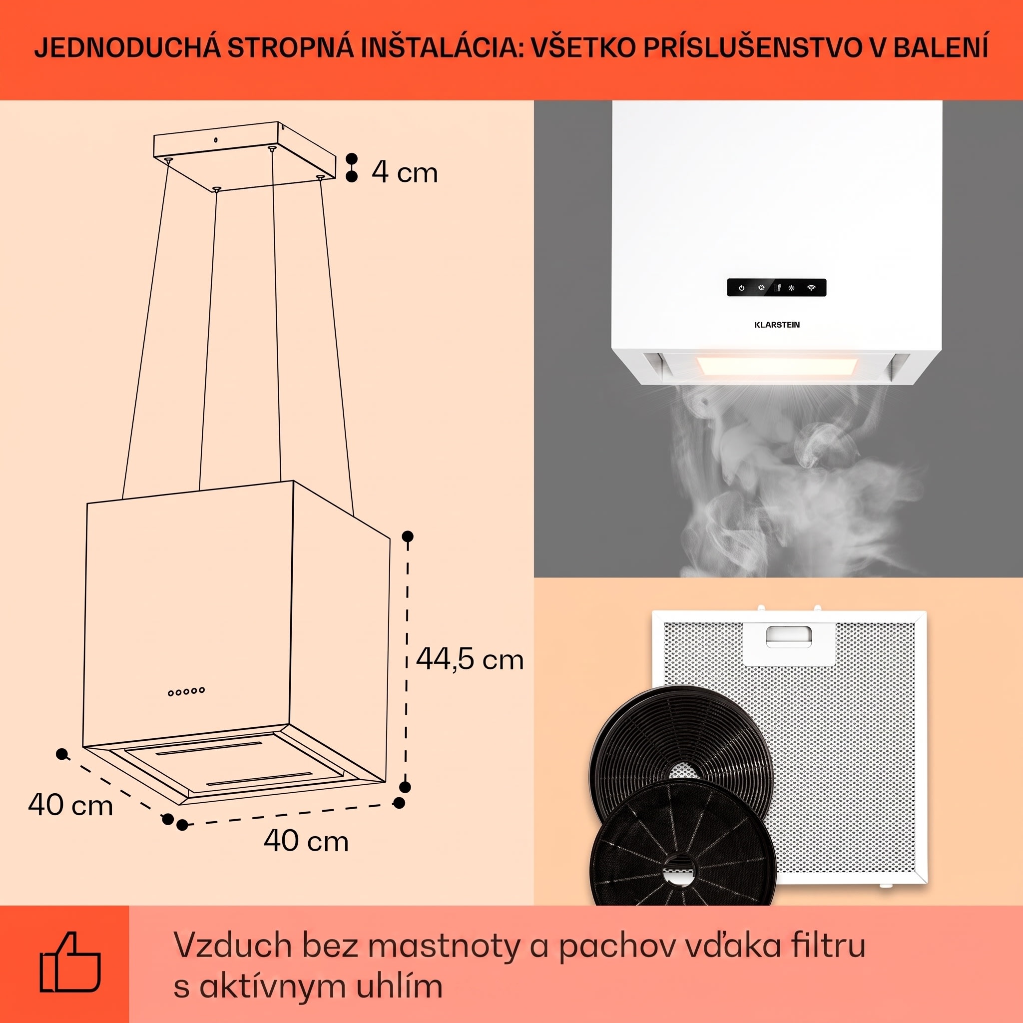 Klarstein Kronleuchter Smart ostrovná digestorová kapucňa 595 m³/h, ovládanie cez aplikáciu, LED panel – Obrázok 5