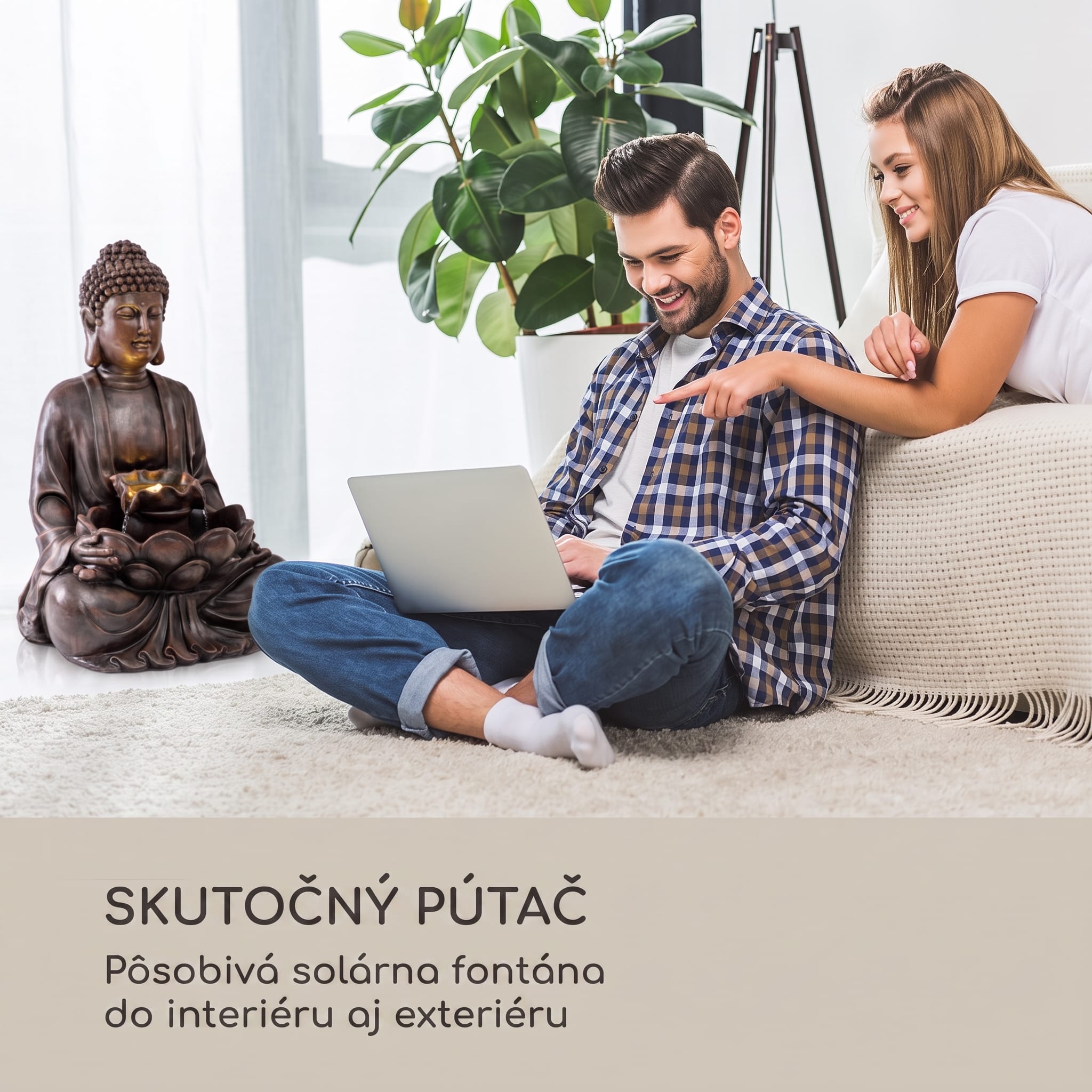 Blumfeldt Dharma solárna fontána LED 48 x 72 x 41 cm (ŠxVxH) polyrezín – Obrázok 3