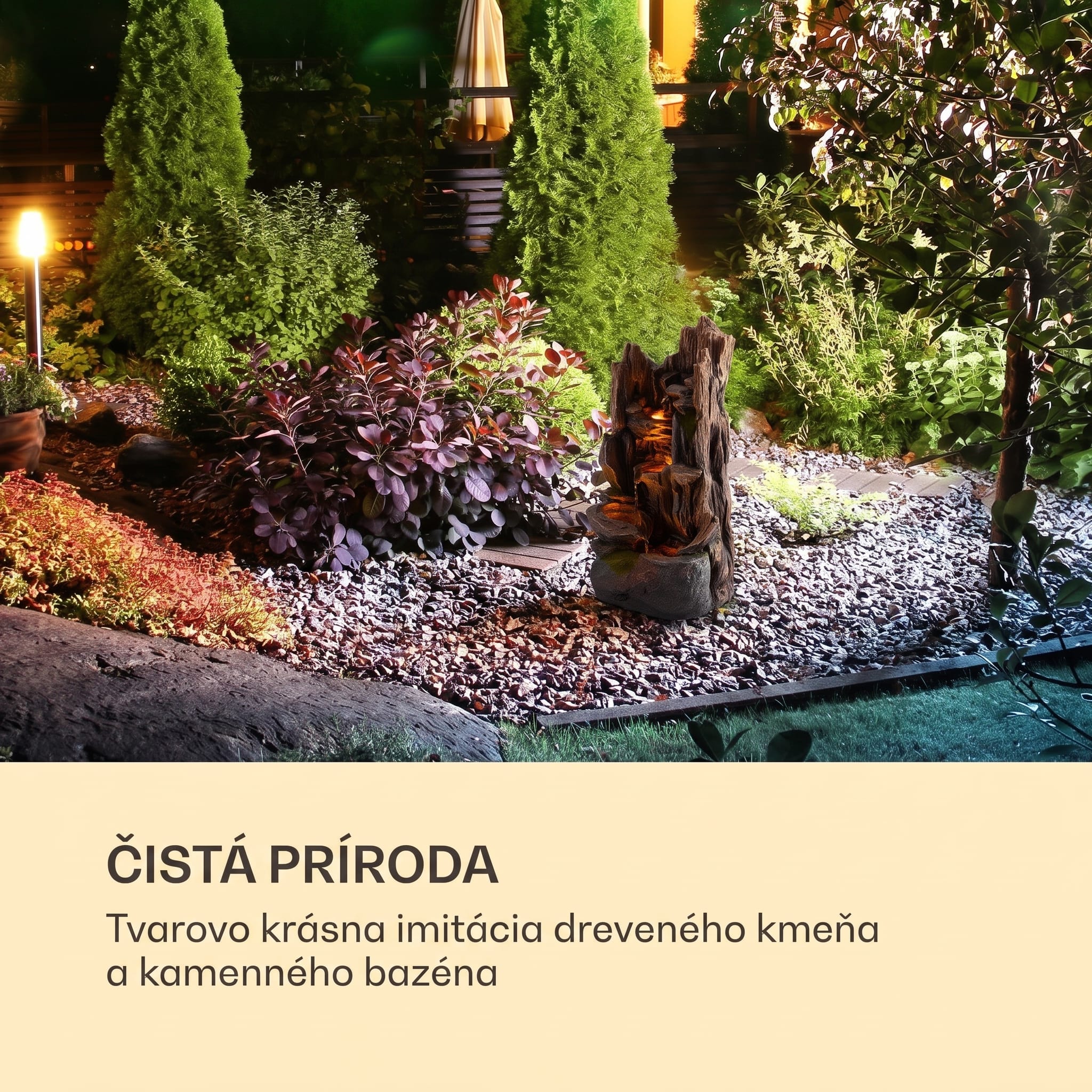 Blumfeldt Mystic Tree solárna fontána s LED osvetlením, polyrezín – Obrázok 3