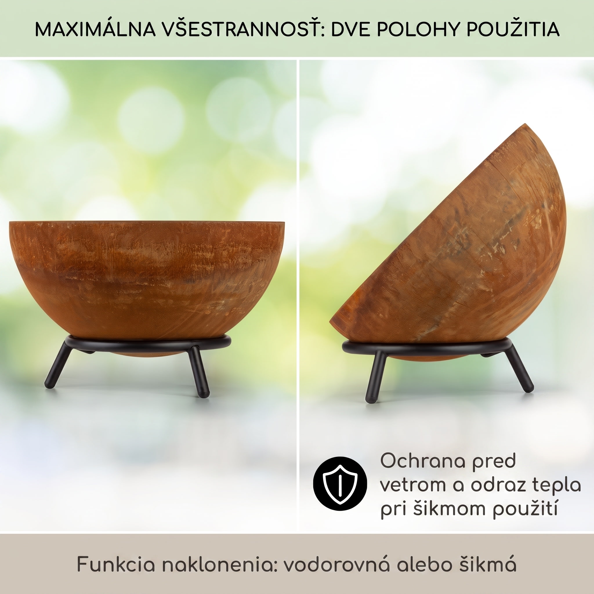Blumfeldt Fireball Rust, ohnisko, Ø 60 cm, výklopný rošt, hrdzavý vzhľad – Obrázok 2
