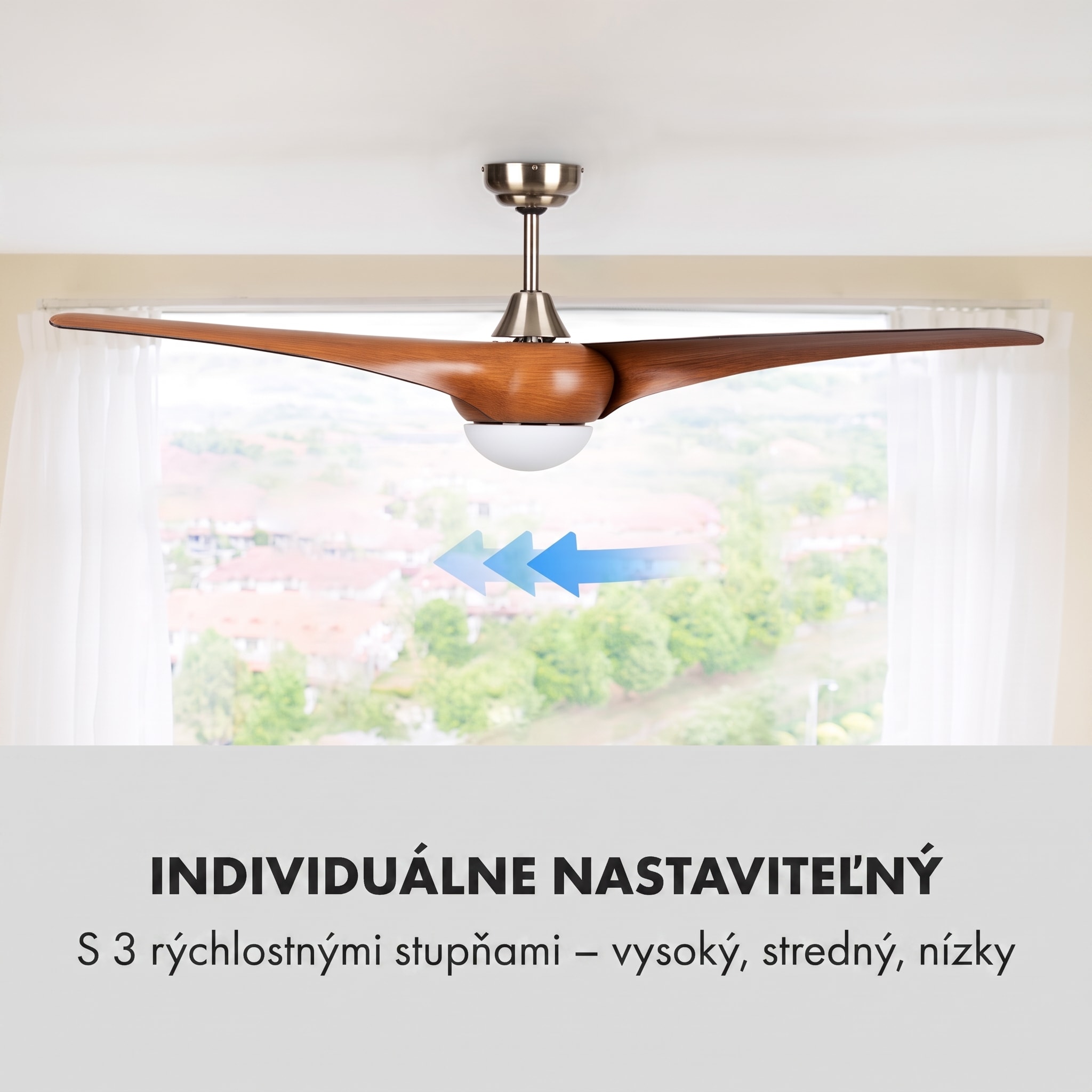 Klarstein Monteverde, stropný ventilátor, stropné svetlo, 52", 8376 m³/h, 3 lopatky – Obrázok 5