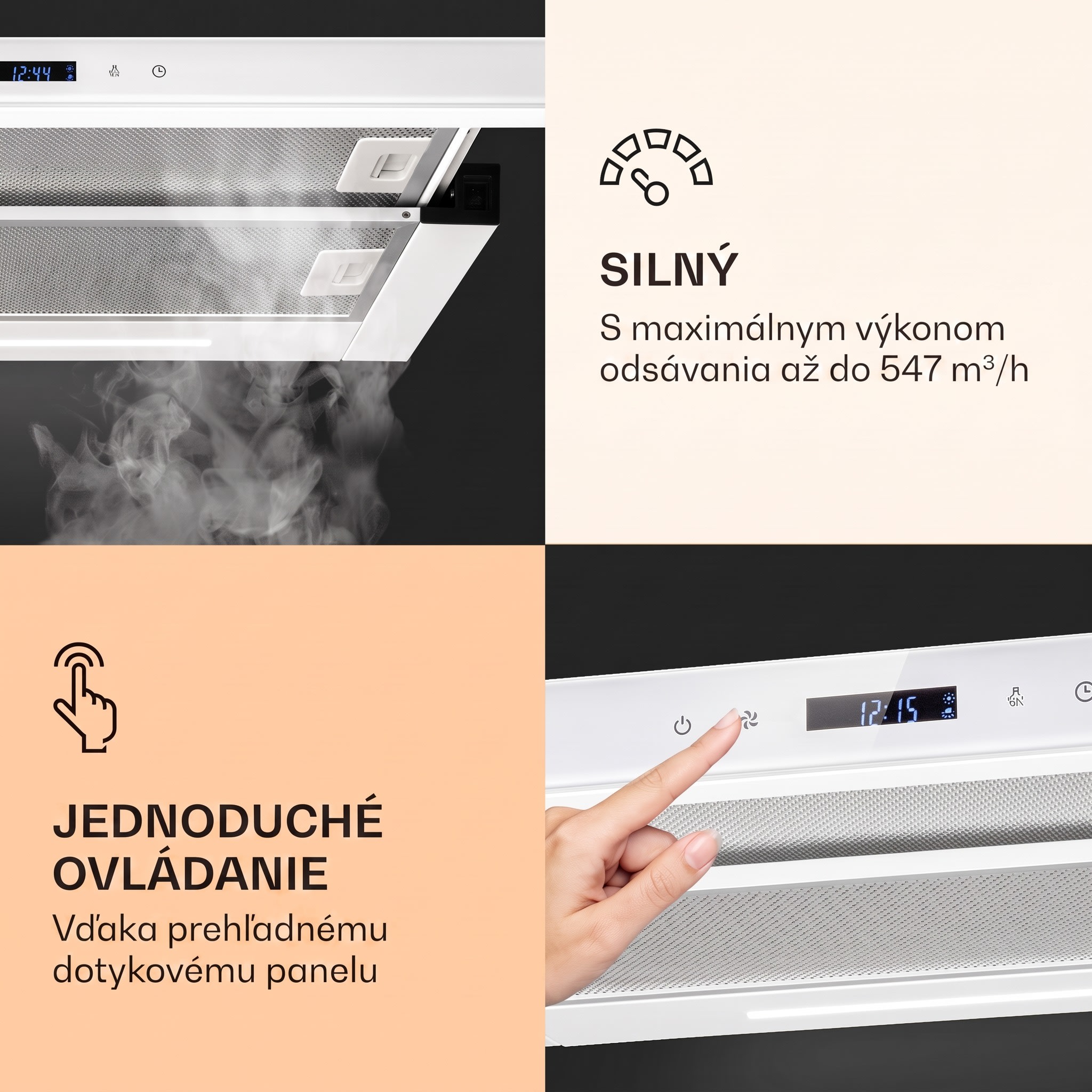 Klarstein Mariana Neo 60, plochý digestor, 60 cm, 547 m³/h, odsávanie vzduchu, LED – Obrázok 4